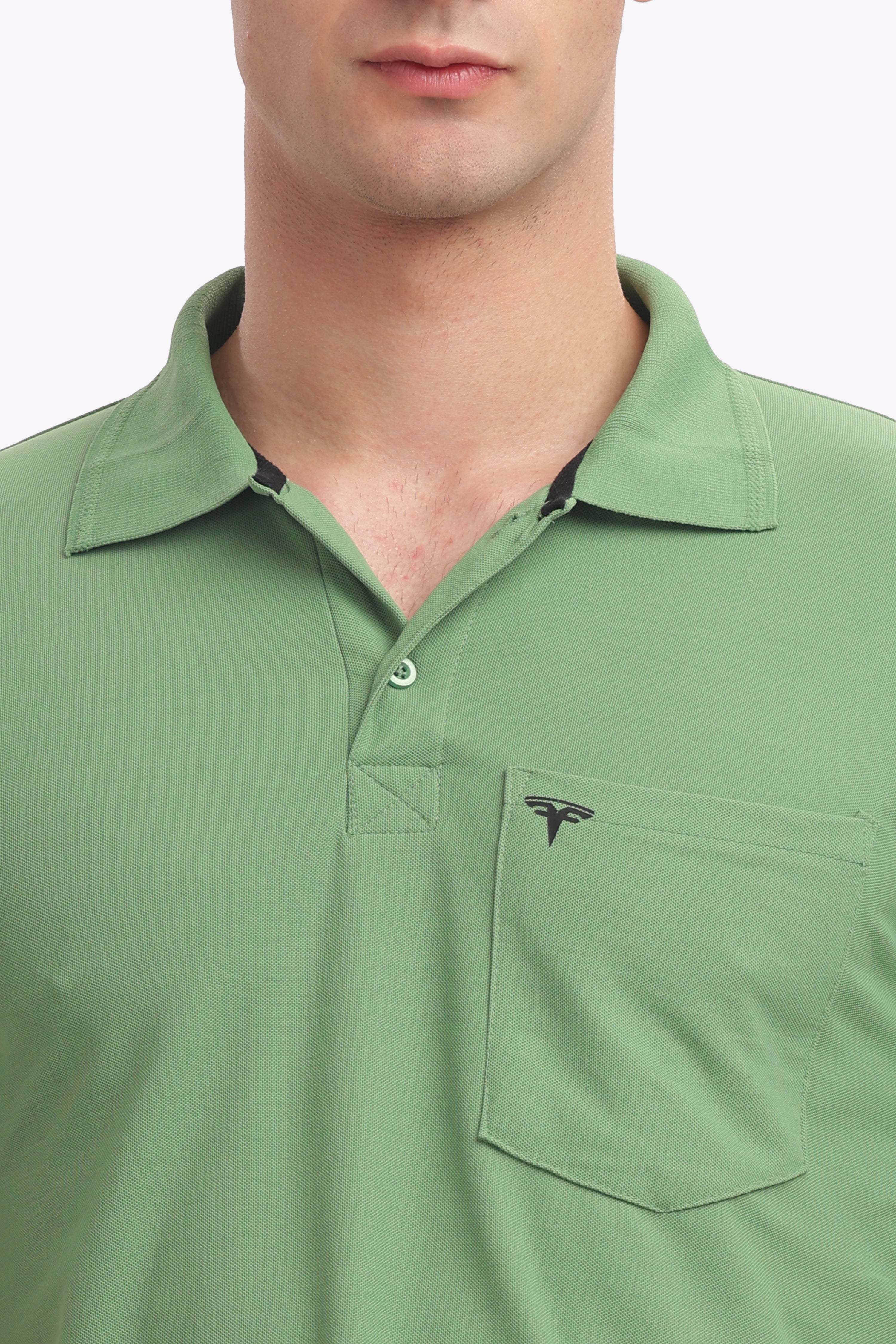 Men's Collar T-Shirt ( Olive Green )