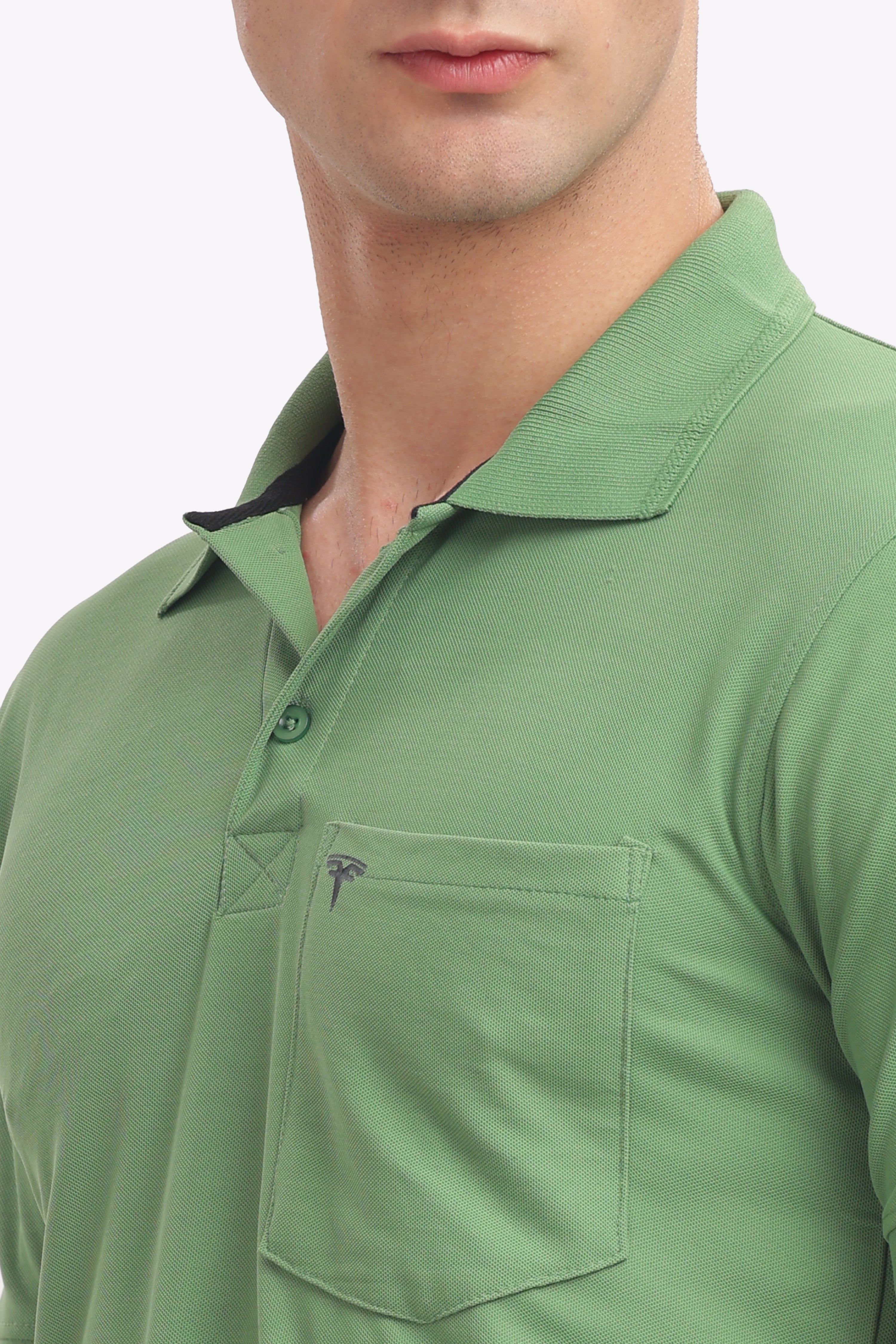 Men's Collar T-Shirt ( Olive Green )