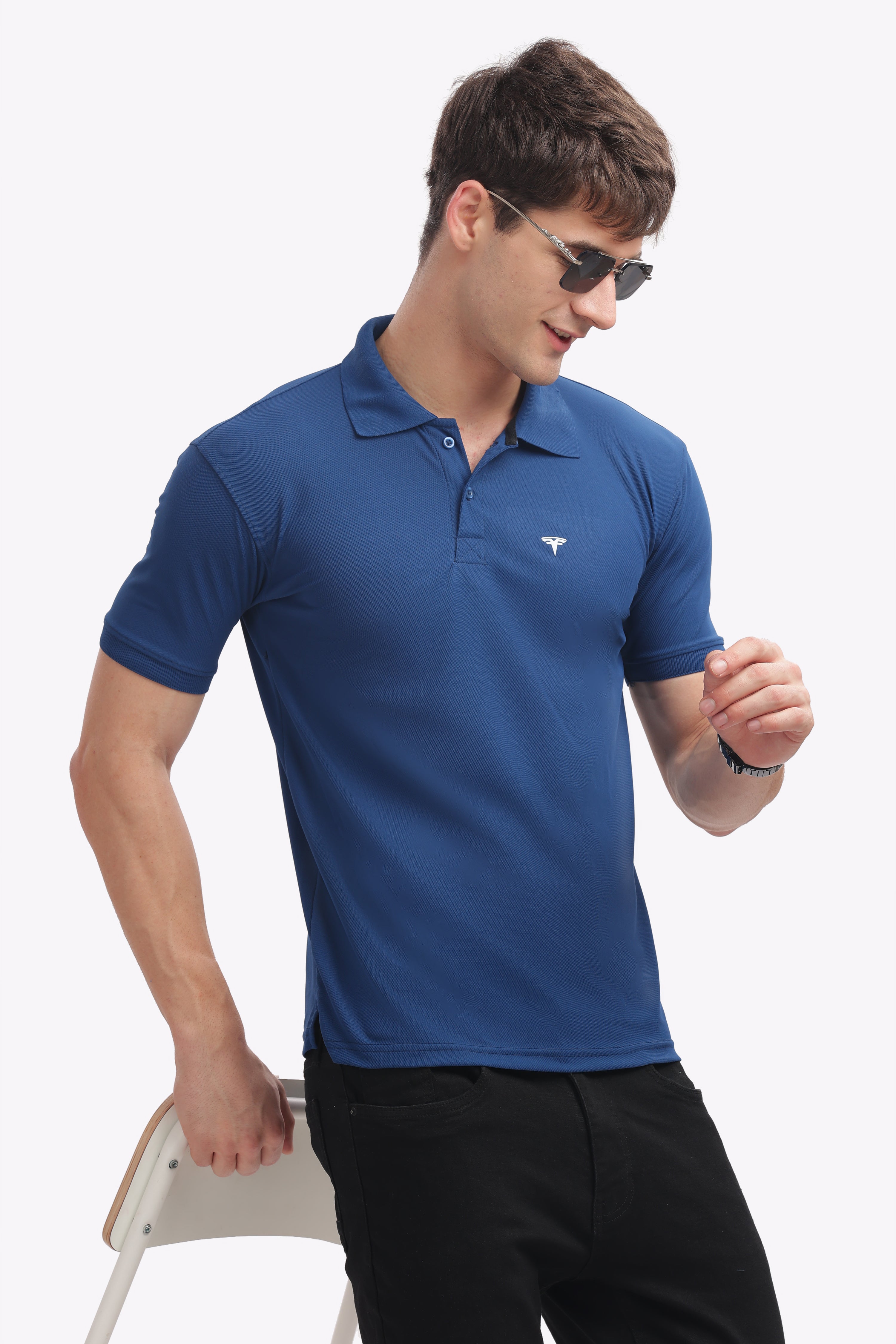 Men's Collar T-Shirt ( Royal Blue )