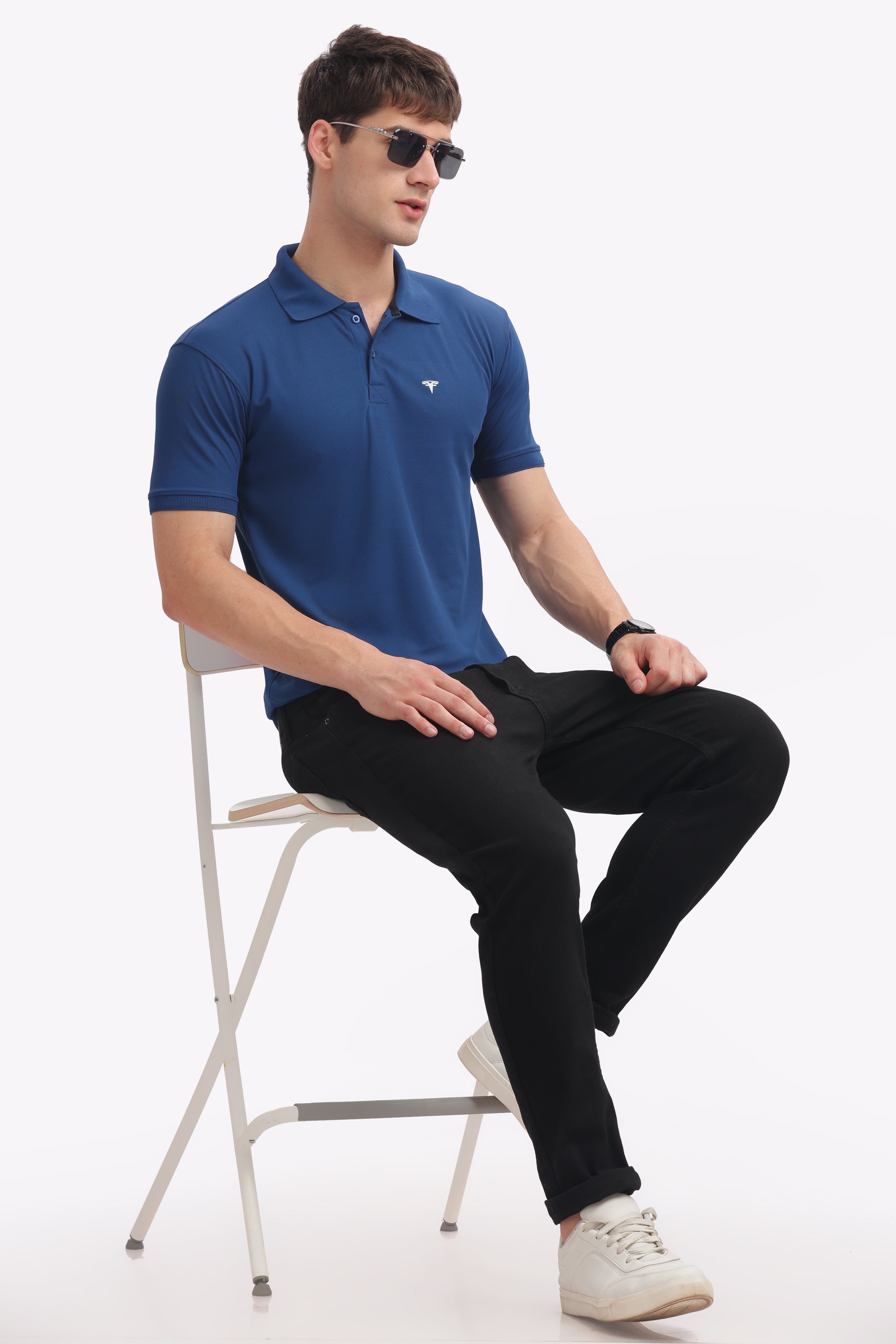 Men's Collar T-Shirt ( Royal Blue )