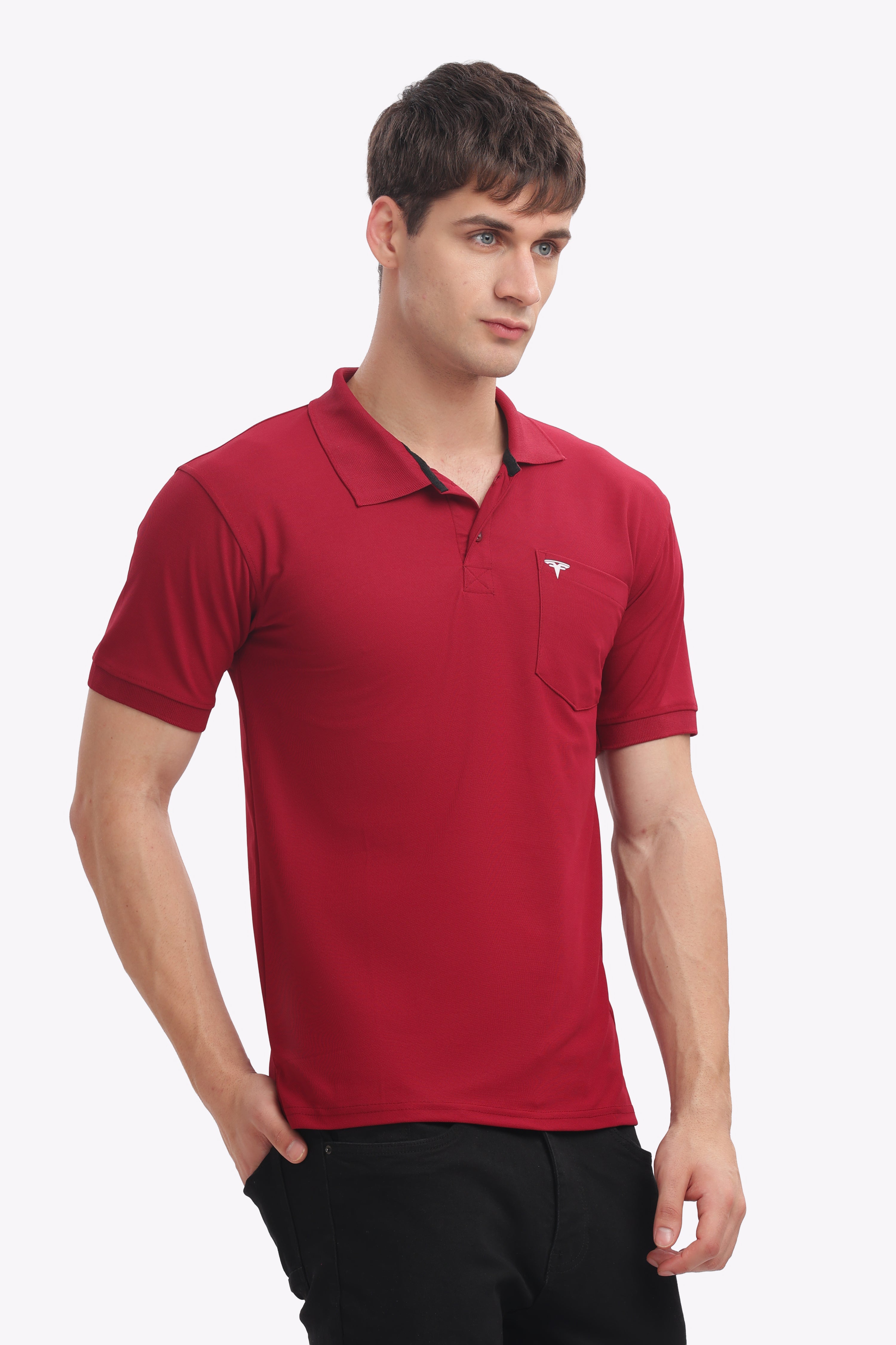 Men's Collar T-Shirt ( Maroon )