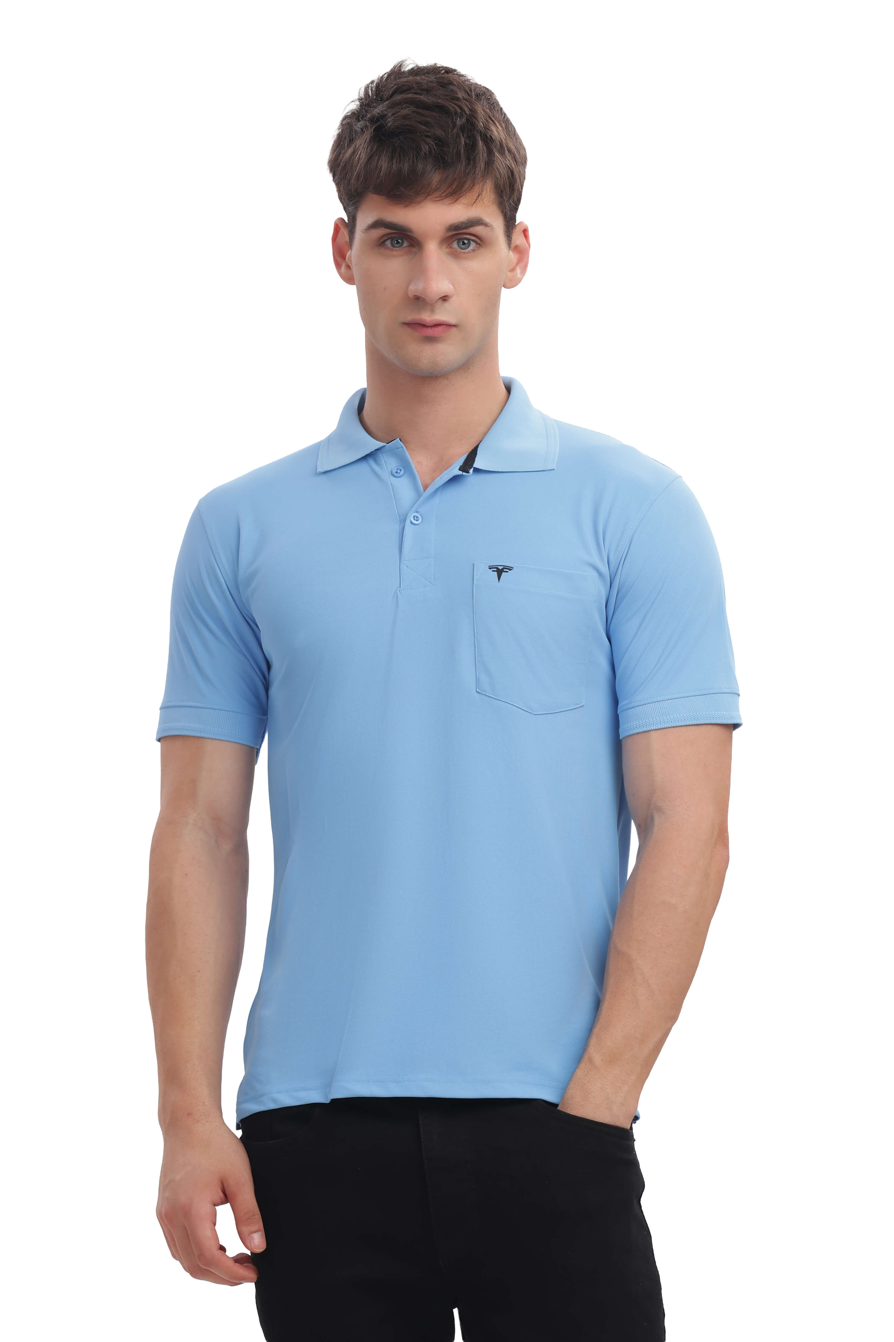 Men's Collar T-Shirt ( Light Blue )