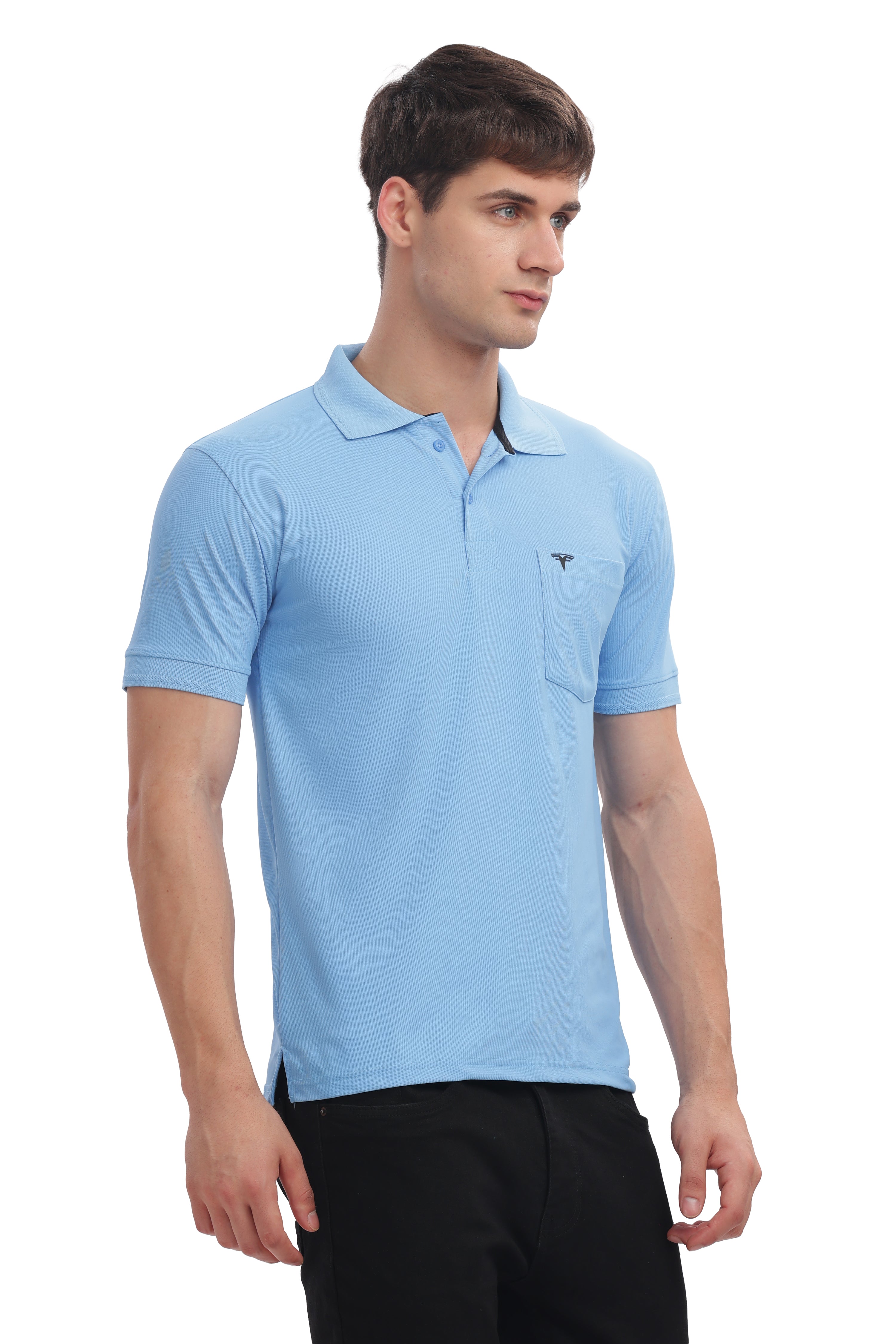 Men's Collar T-Shirt ( Light Blue )