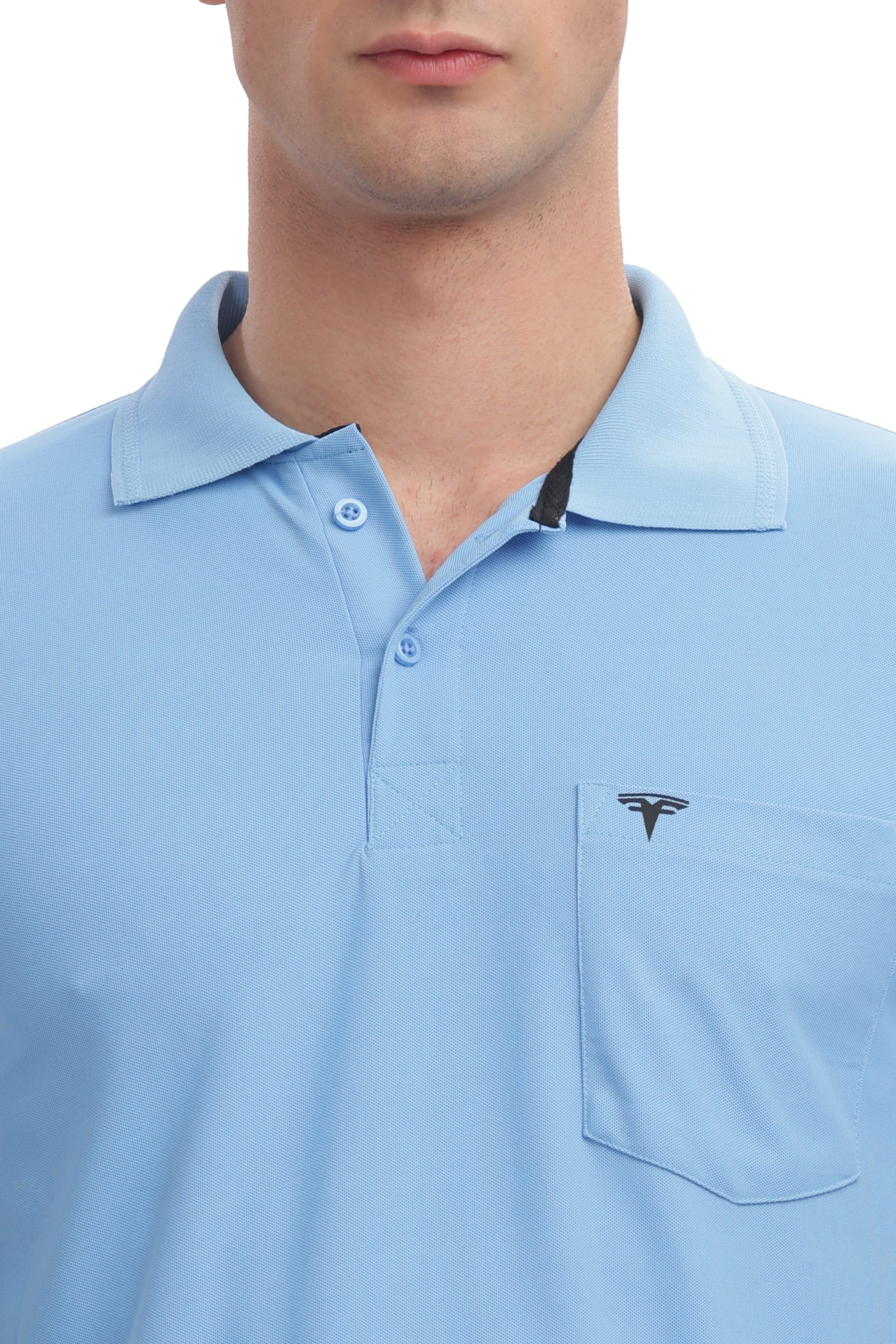Men's Collar T-Shirt ( Light Blue )