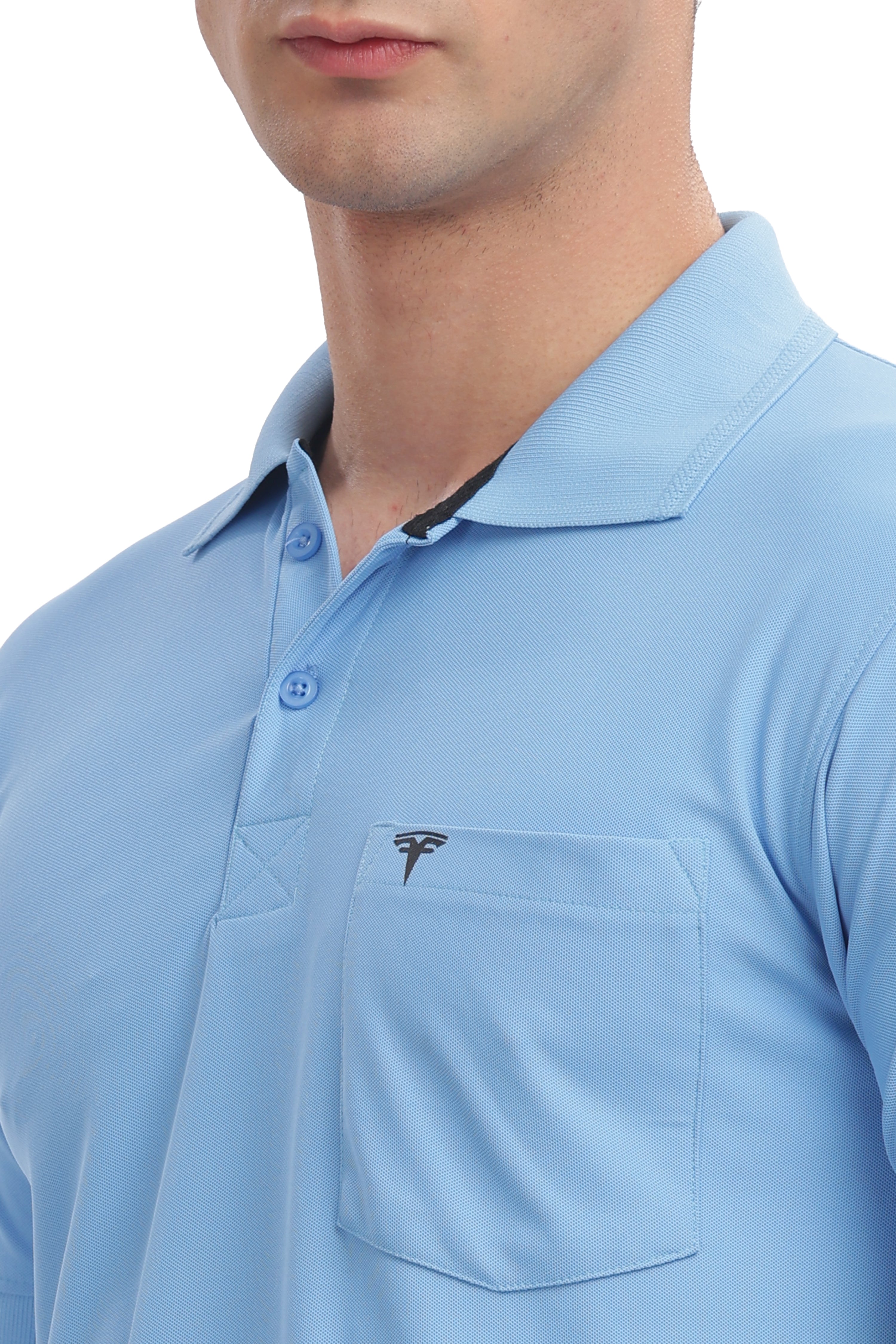 Men's Collar T-Shirt ( Light Blue )