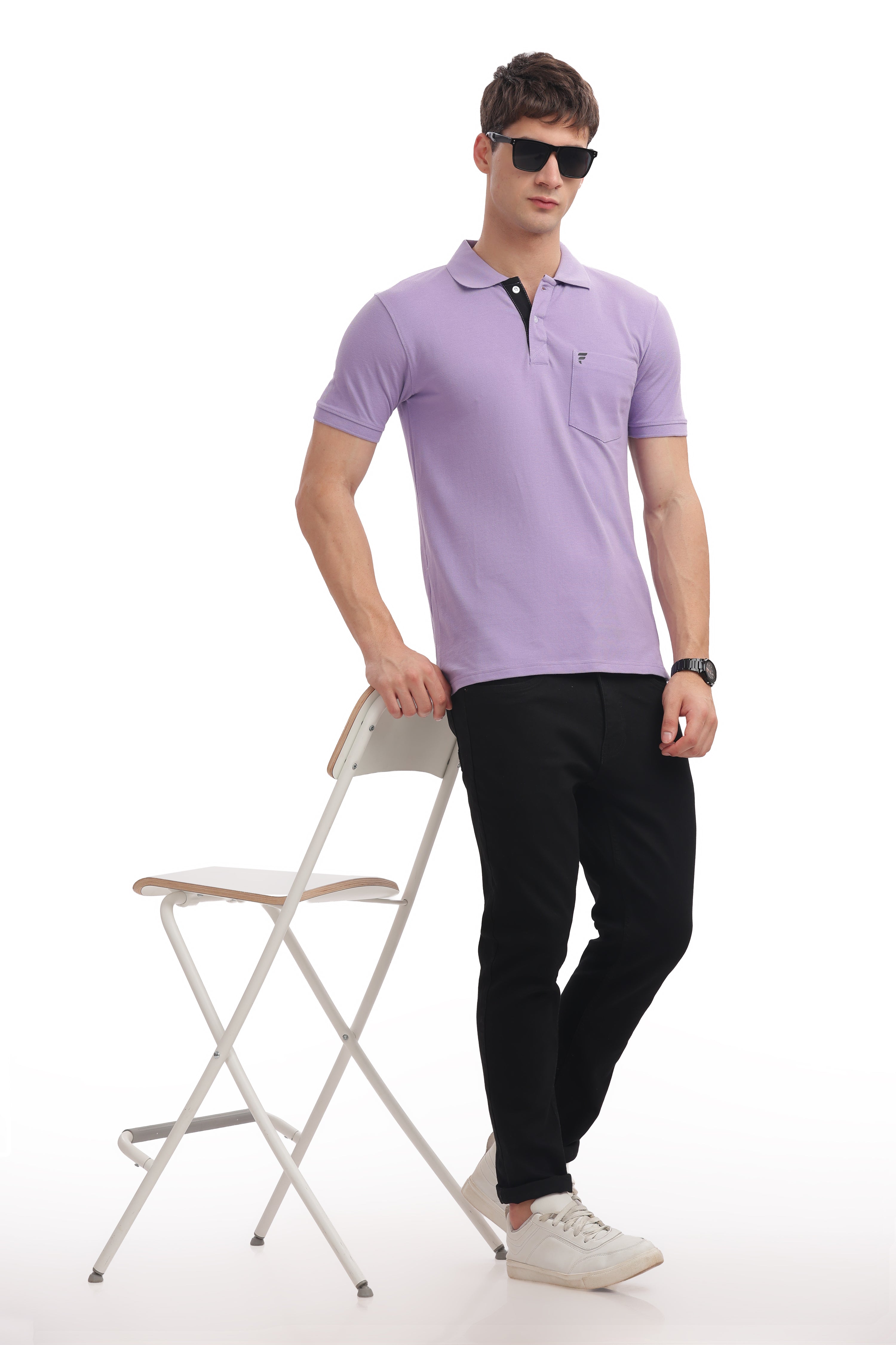 Men’s Premium Cotton Collared T-Shirt – Purple | Soft, Breathable, & Stylish