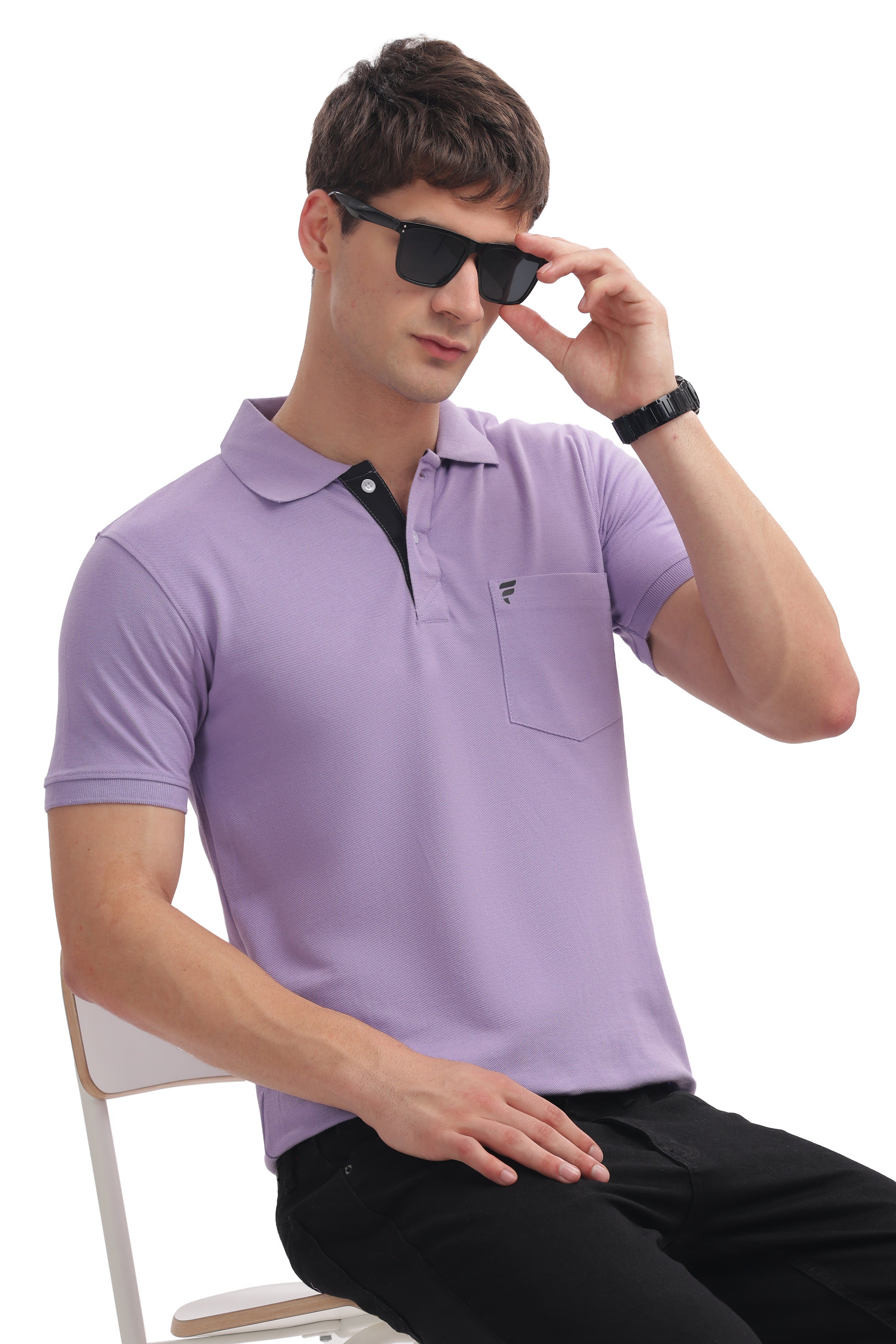 Men’s Premium Cotton Collared T-Shirt – Purple | Soft, Breathable, & Stylish