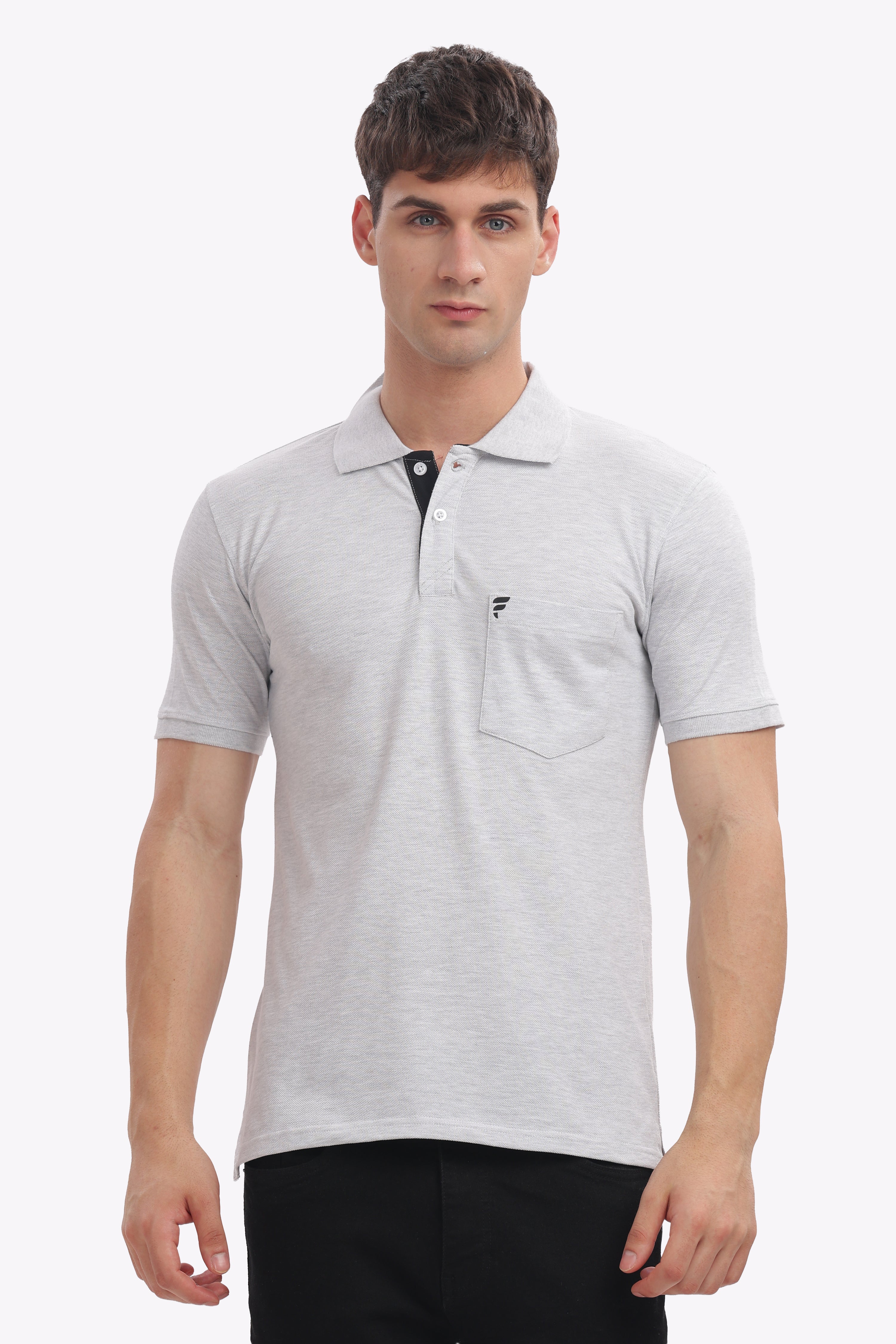 Men’s Ash Grey Cotton Collared Polo | Subtle, Cool & Versatile