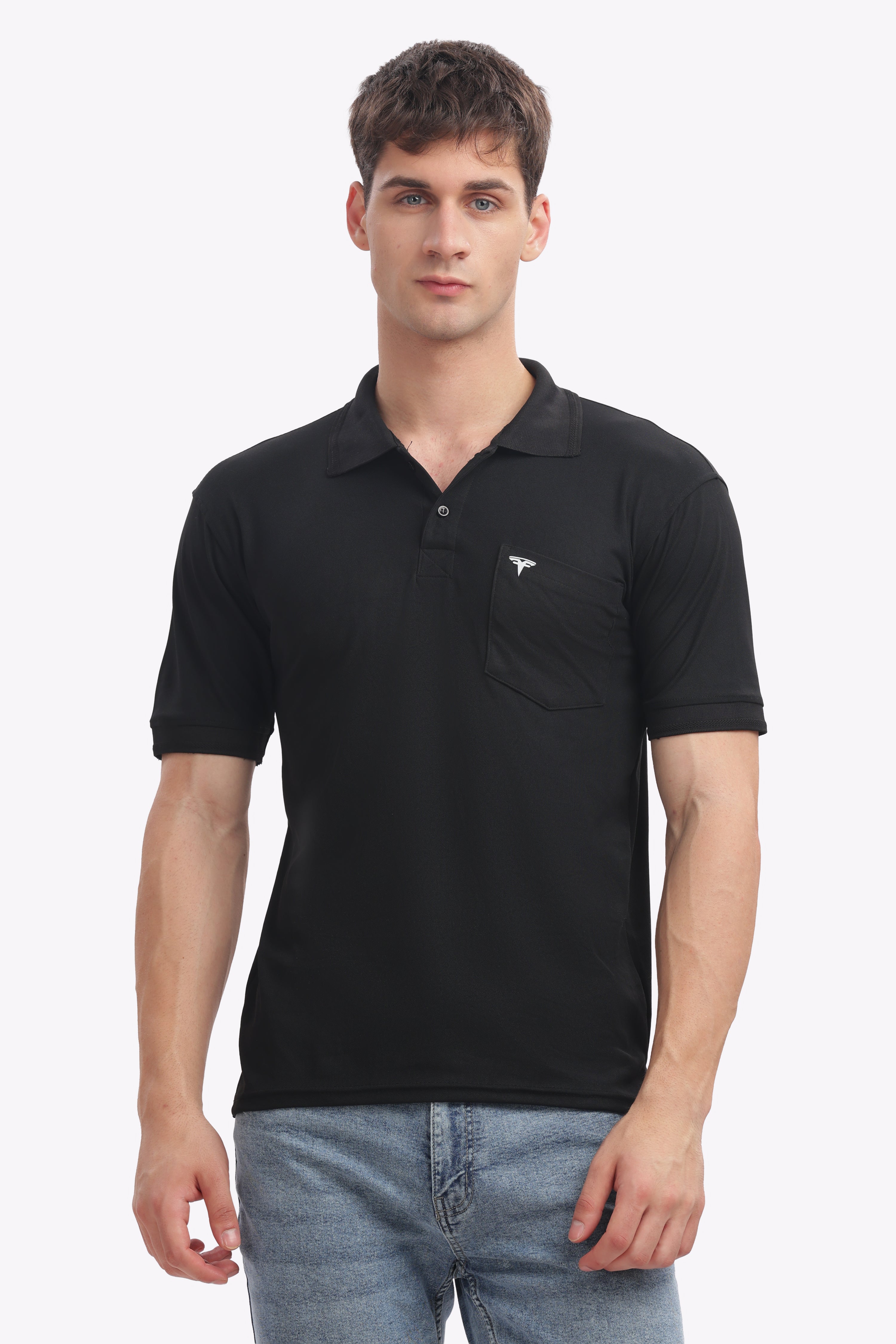 Men's Collar T-Shirt ( Black )