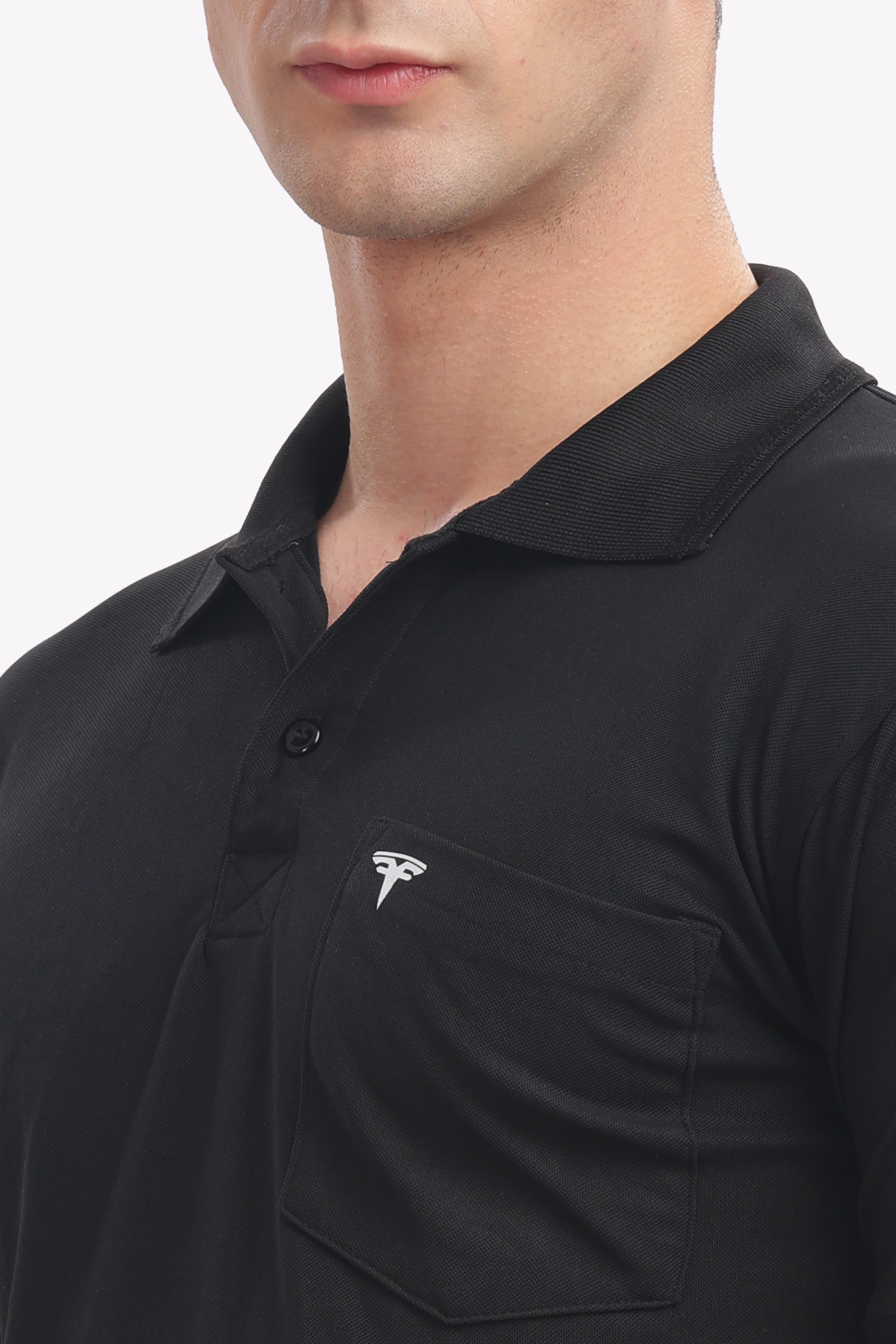 Men's Collar T-Shirt ( Black )