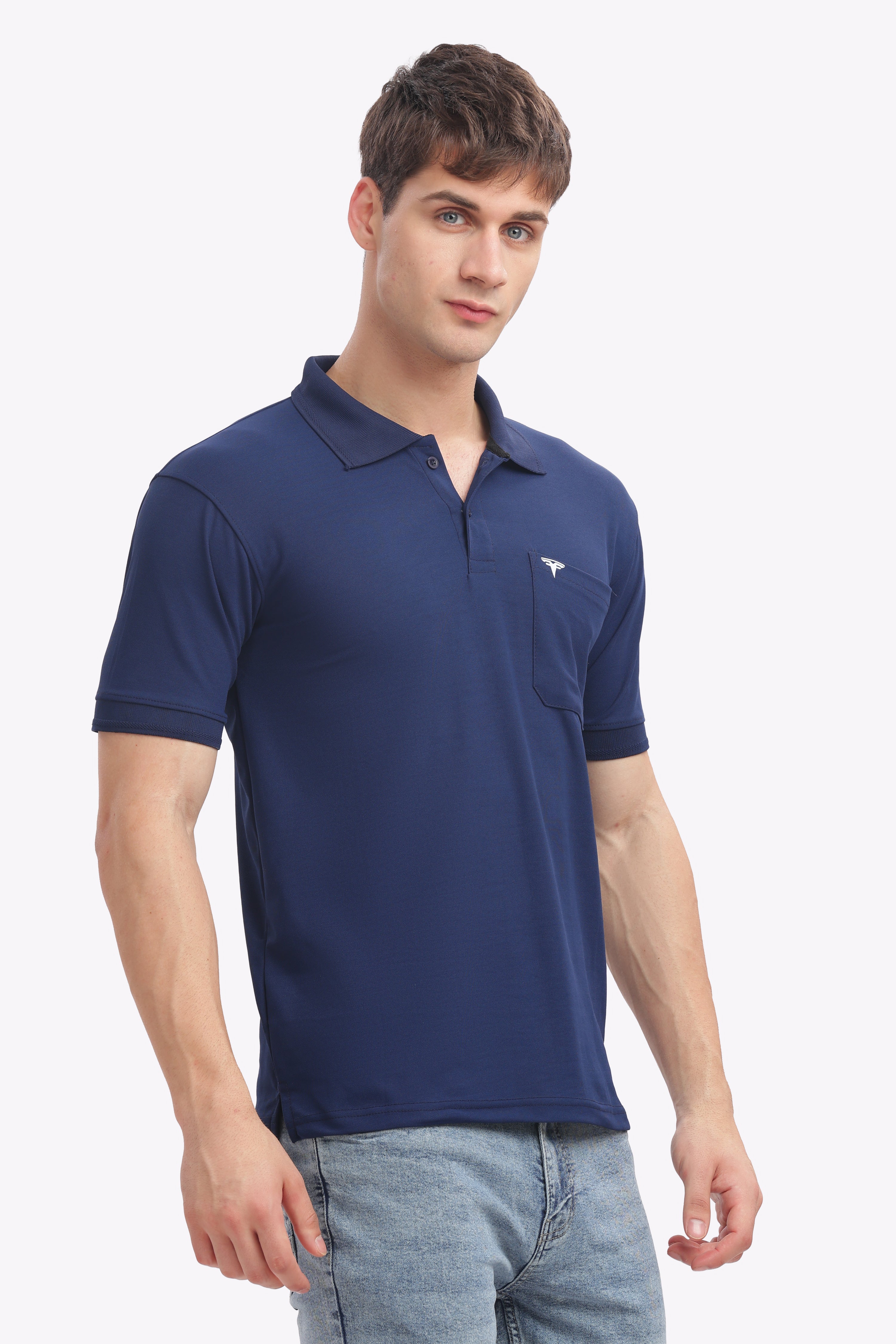 Men's Collar T-Shirt ( Navy )