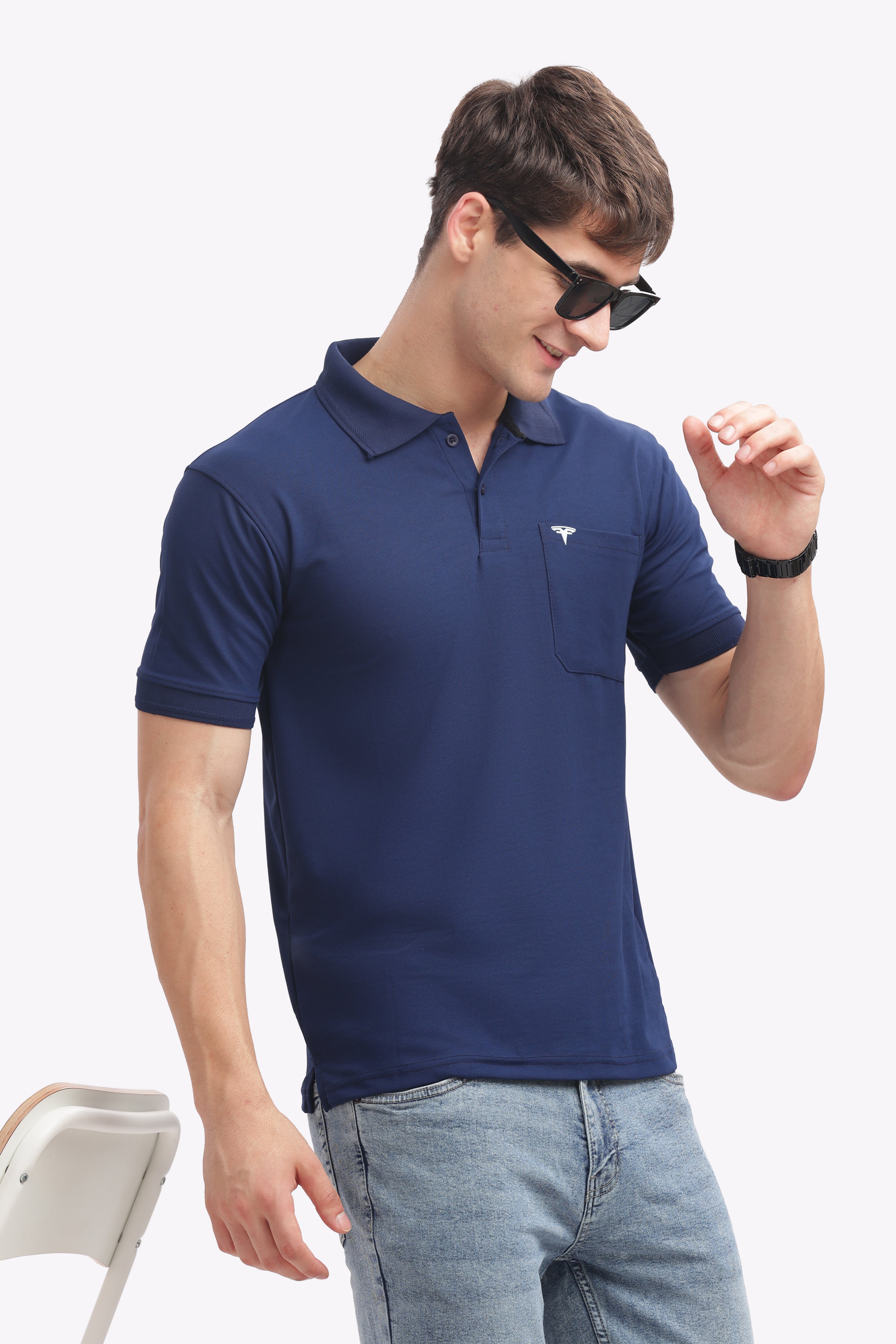 Men's Collar T-Shirt ( Navy )