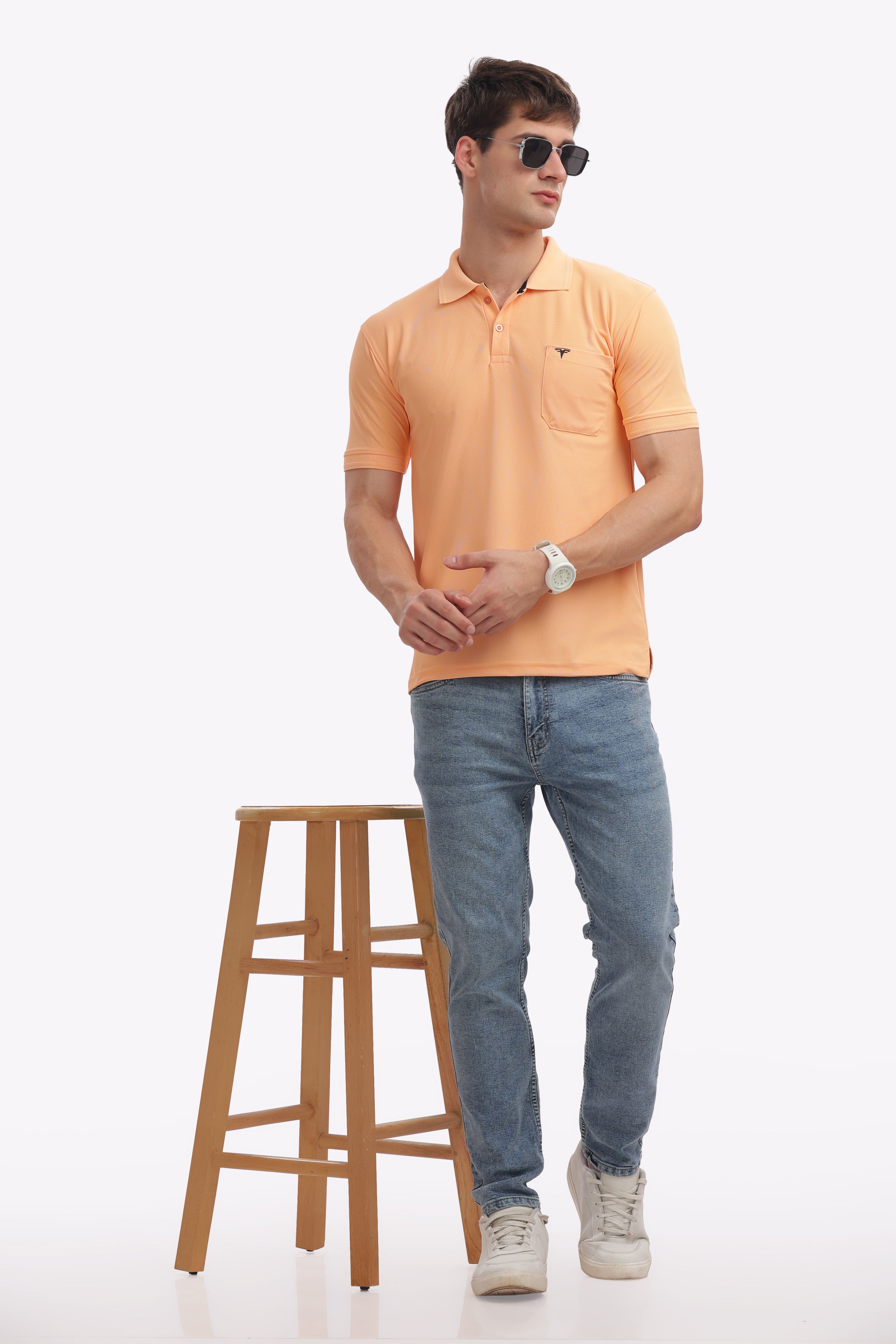 Collar T-Shirt – Light Orange