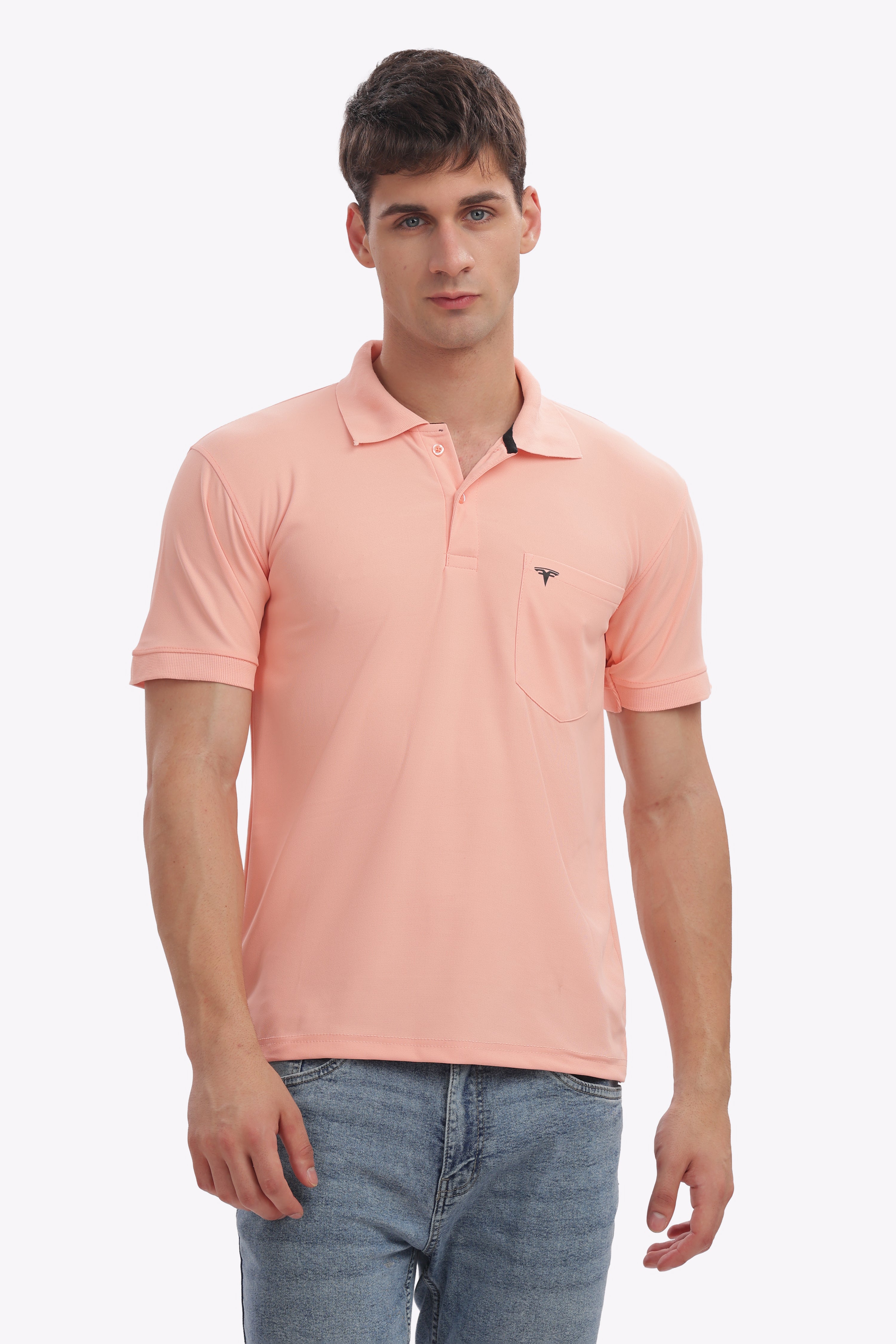 Men's Collar T-Shirt (  Light Pink )