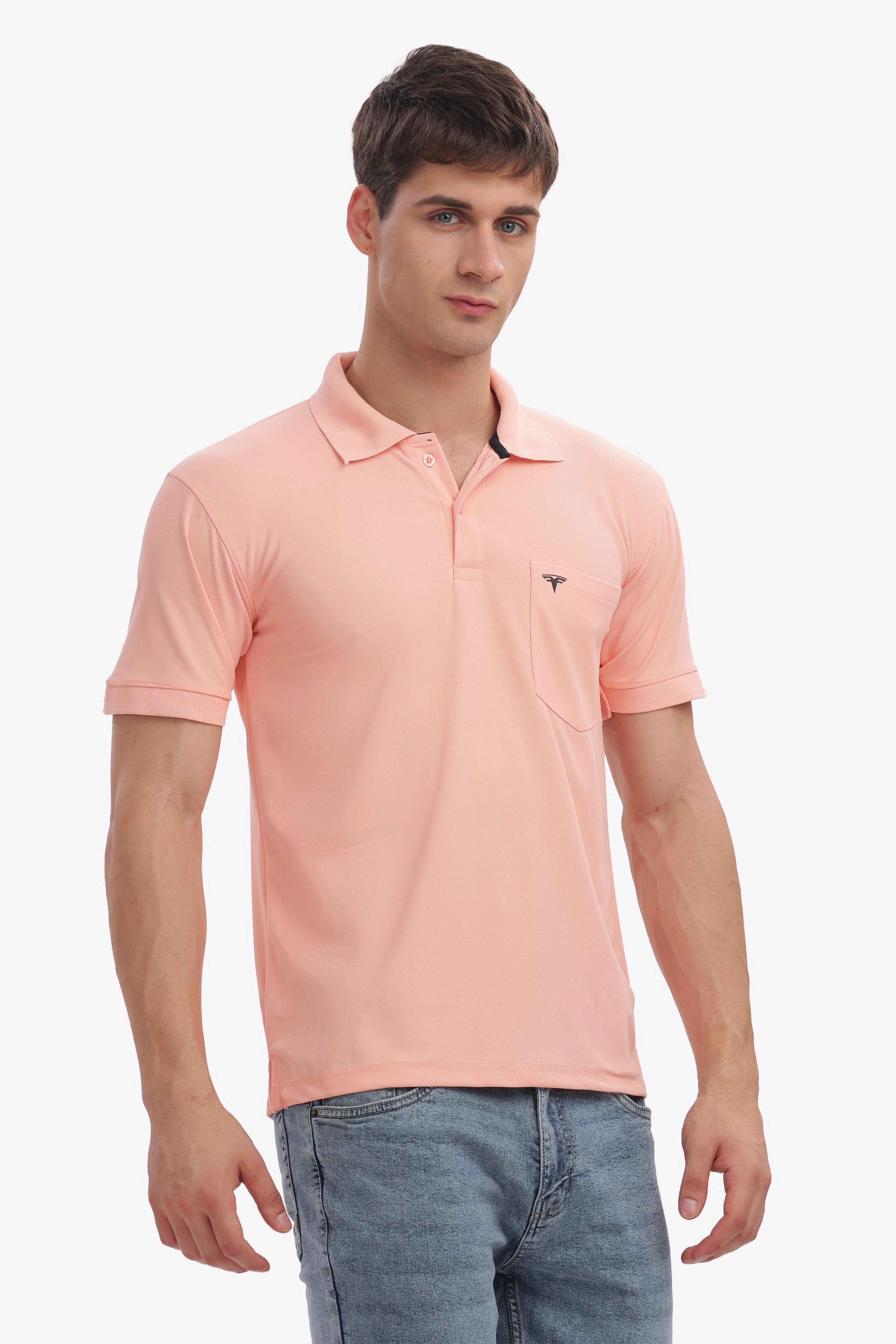 Men's Collar T-Shirt (  Light Pink )