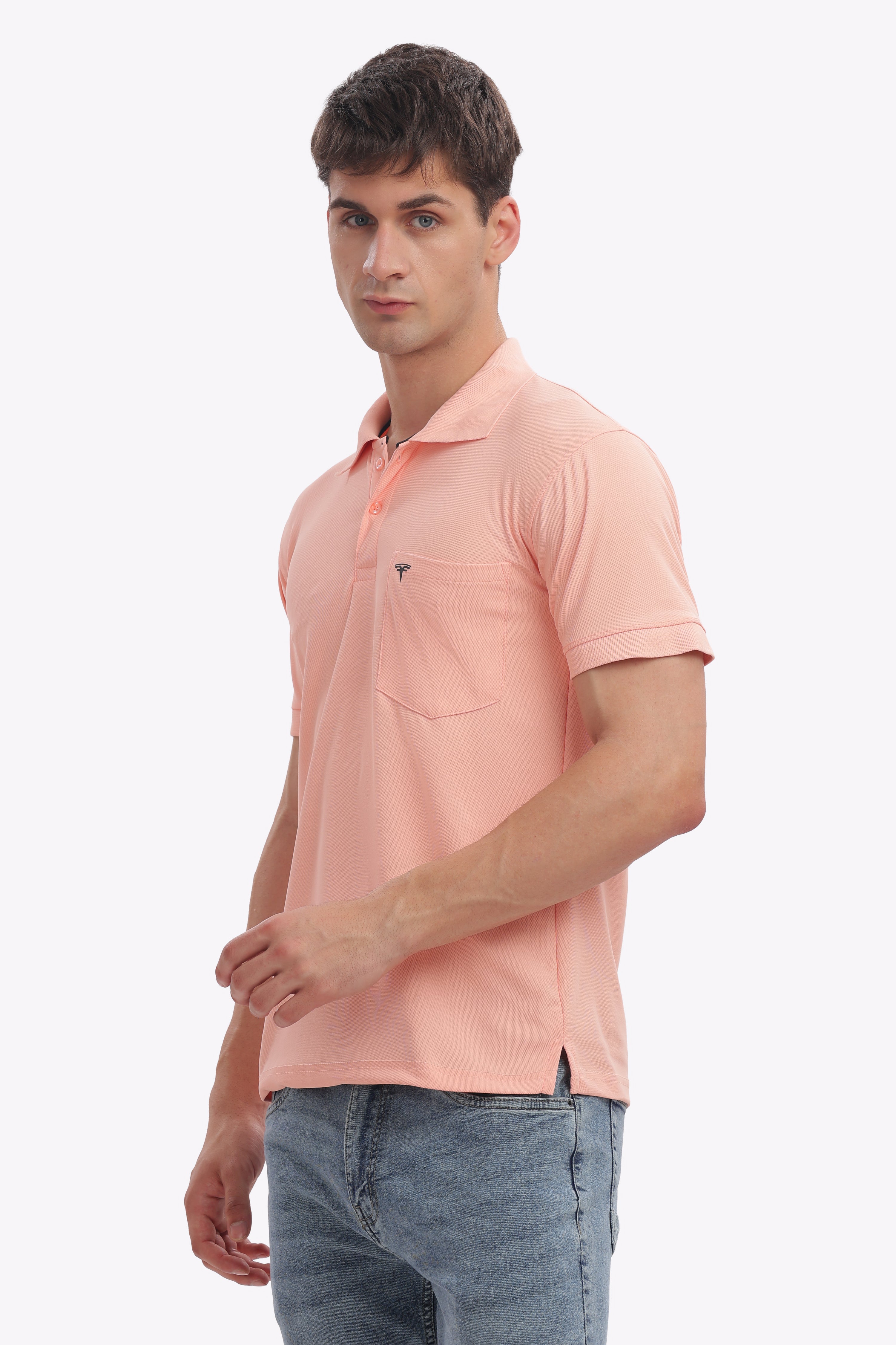 Men's Collar T-Shirt (  Light Pink )