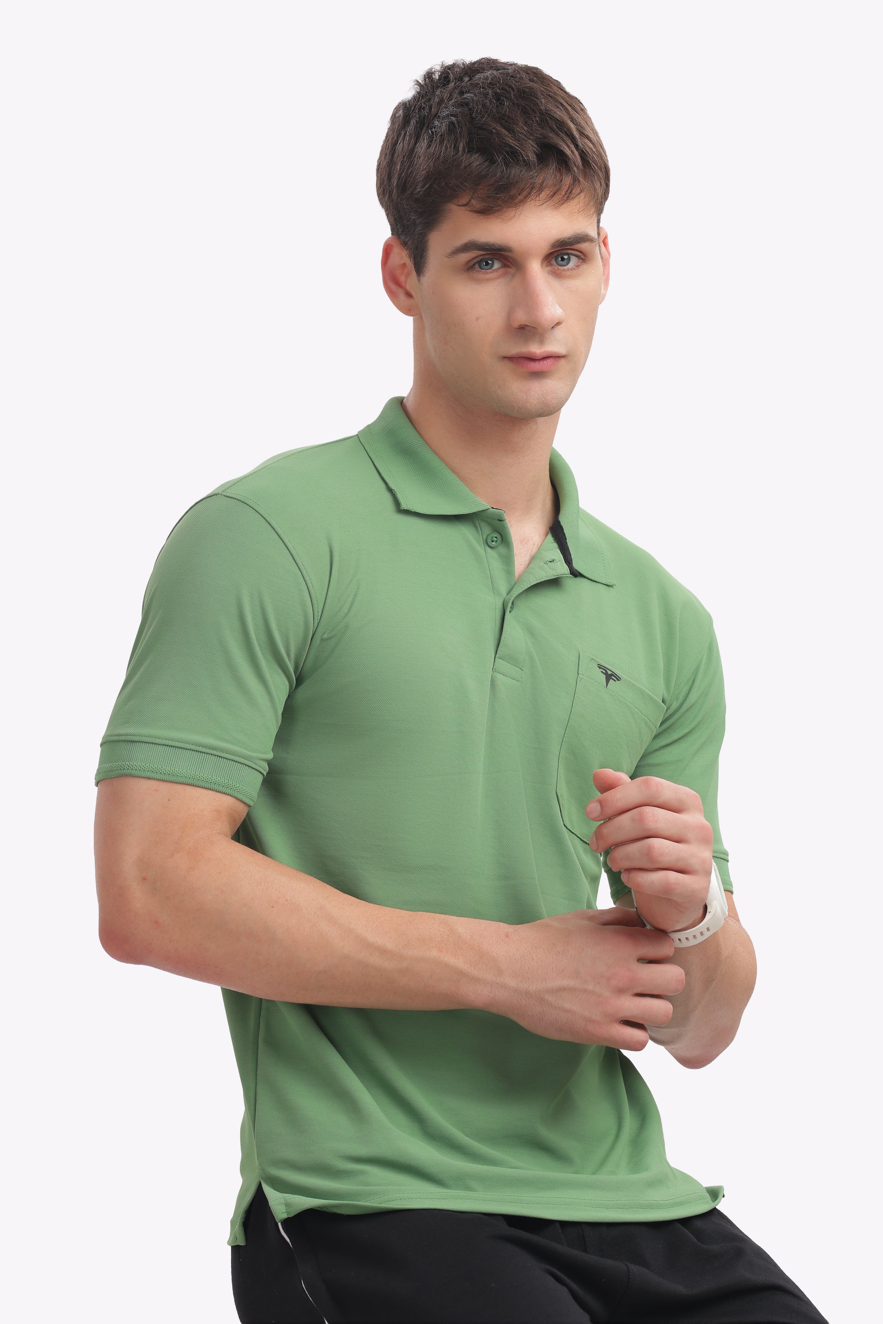 Men's Collar T-Shirt ( Cool Green )