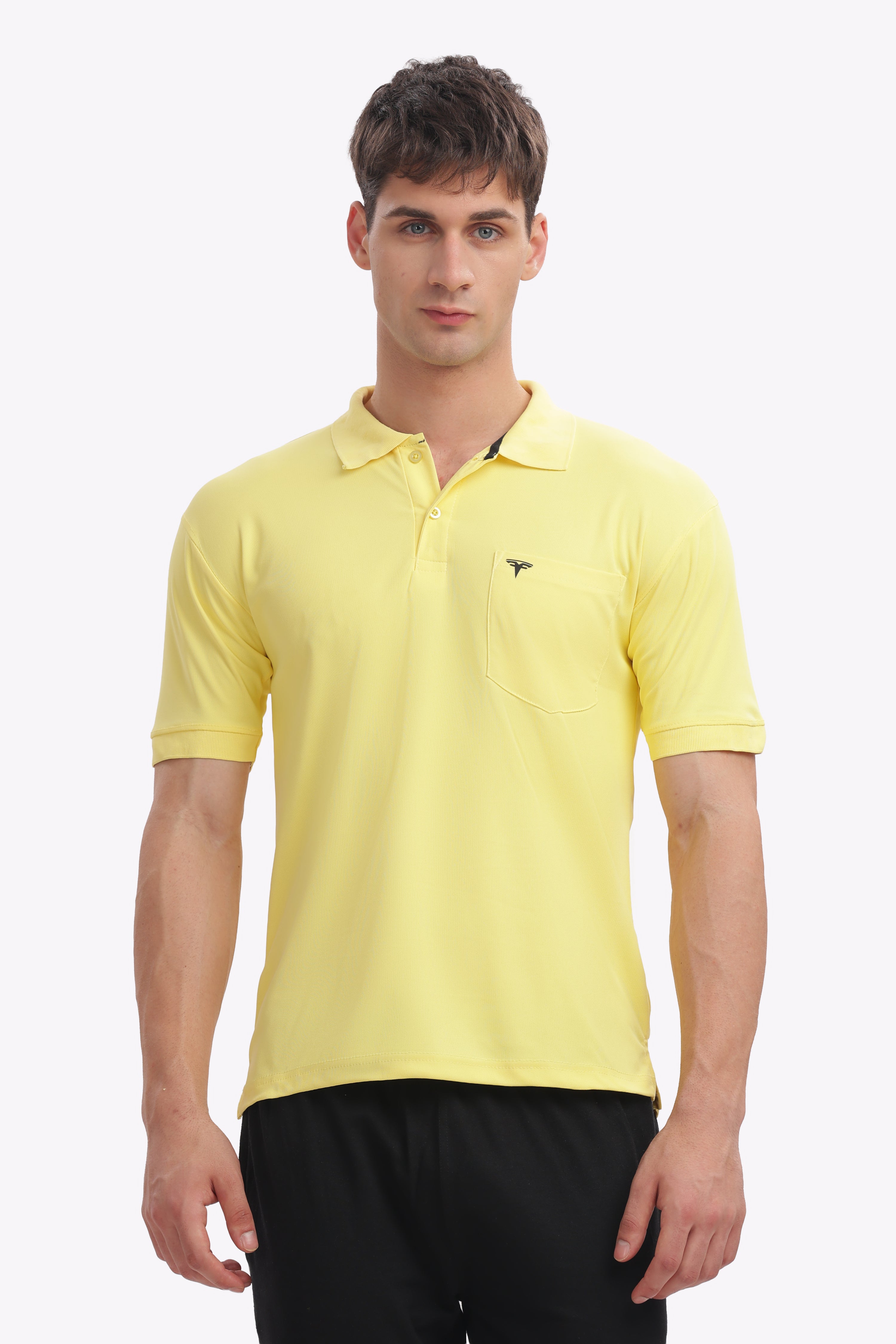 Men's Collar T-Shirt ( Lemon Yellow )