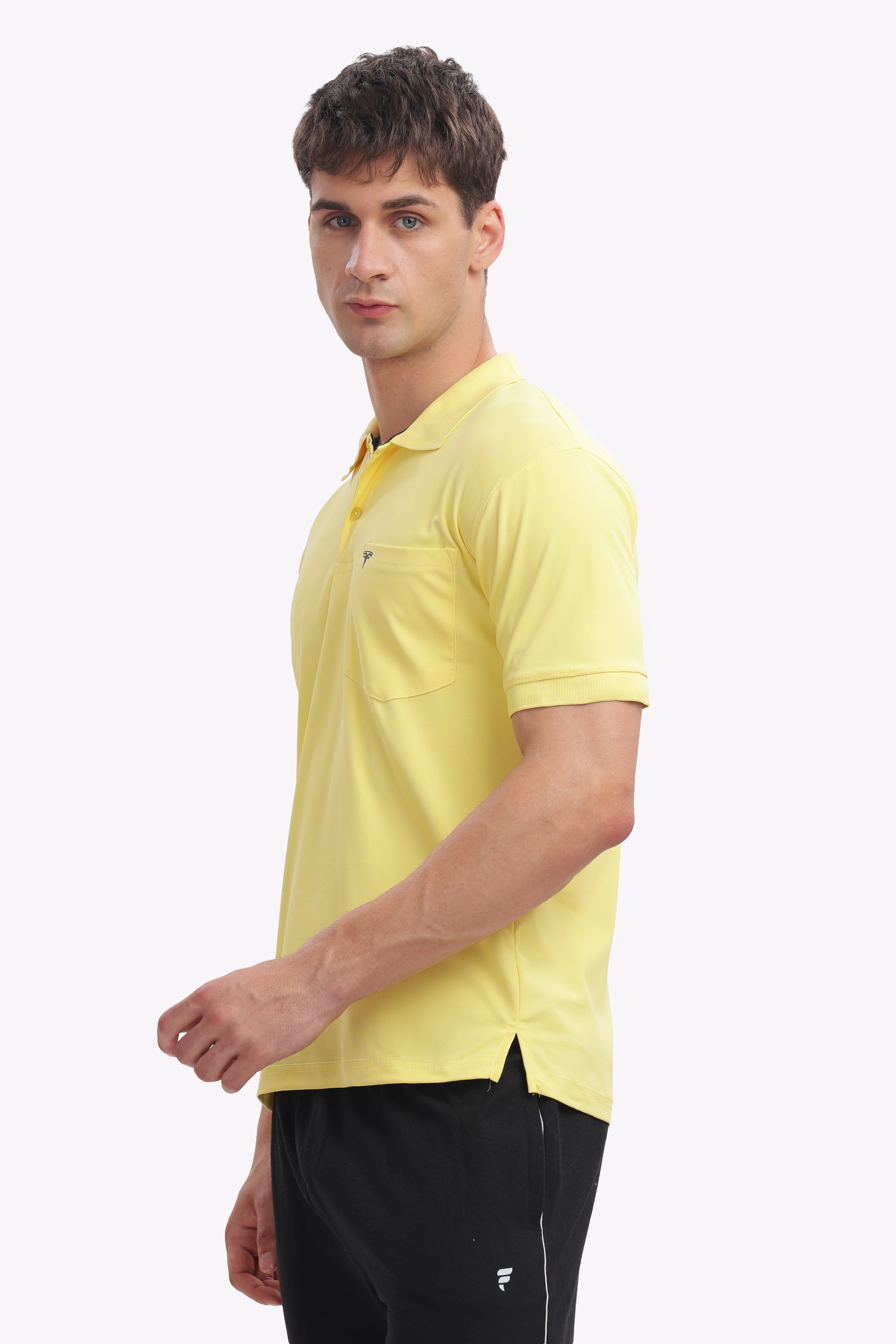Men's Collar T-Shirt ( Lemon Yellow )