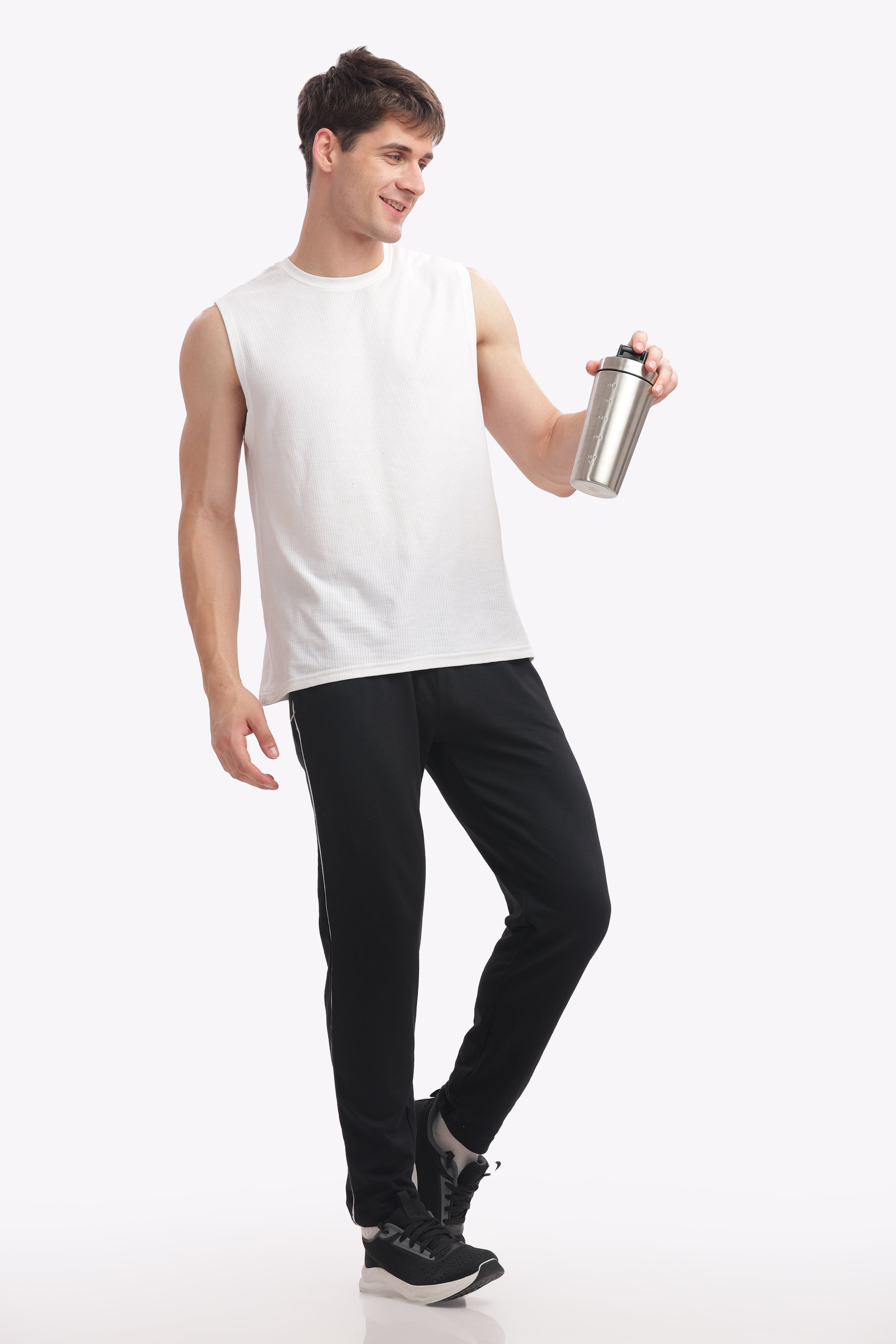 Men’s Cotton Track Pant – Black Melange | Trendy & Comfortable Joggers for All-Day Wear