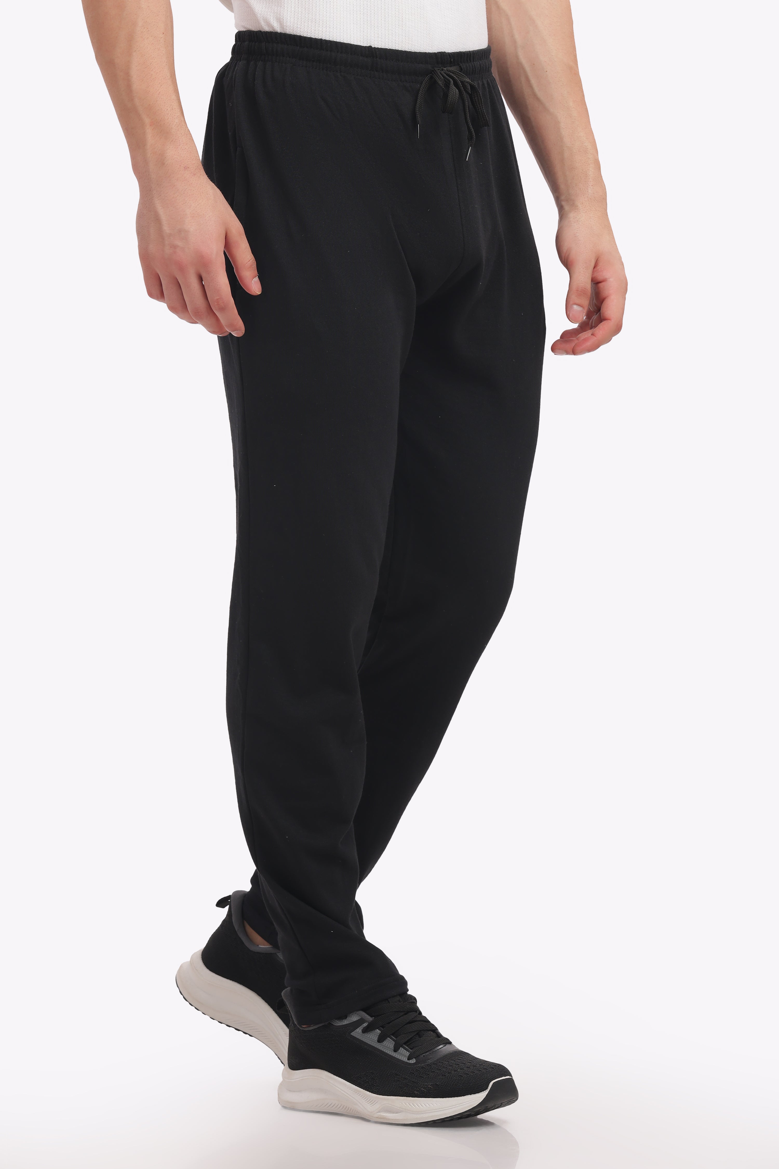Men’s Cotton Track Pants – Black Melange | 200 GSM Breathable Cotton | Casual