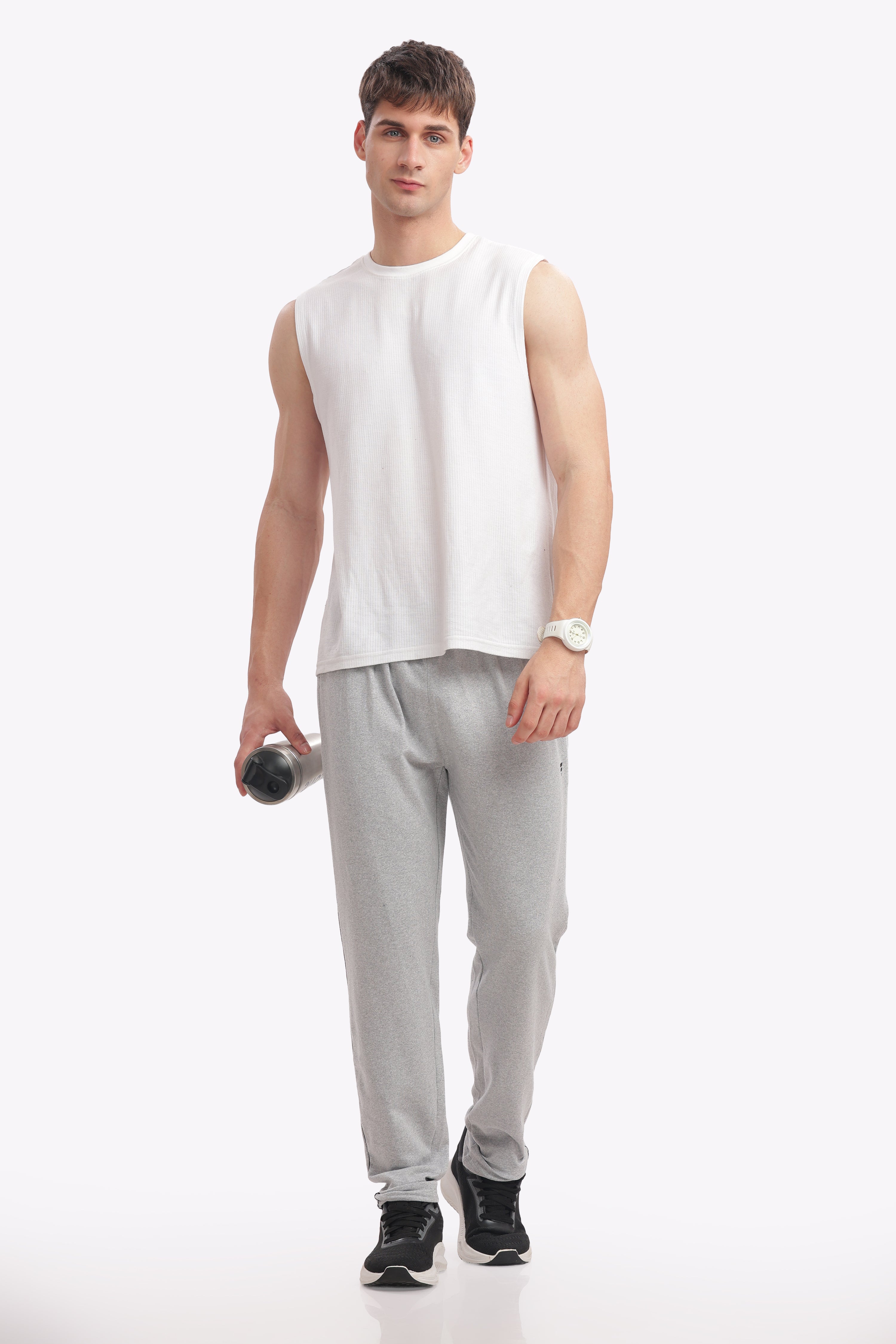 Fitobee Men’s Premium Cotton Track Pants – Pack of 3 (Black, Navy & White Melange) | Oversized