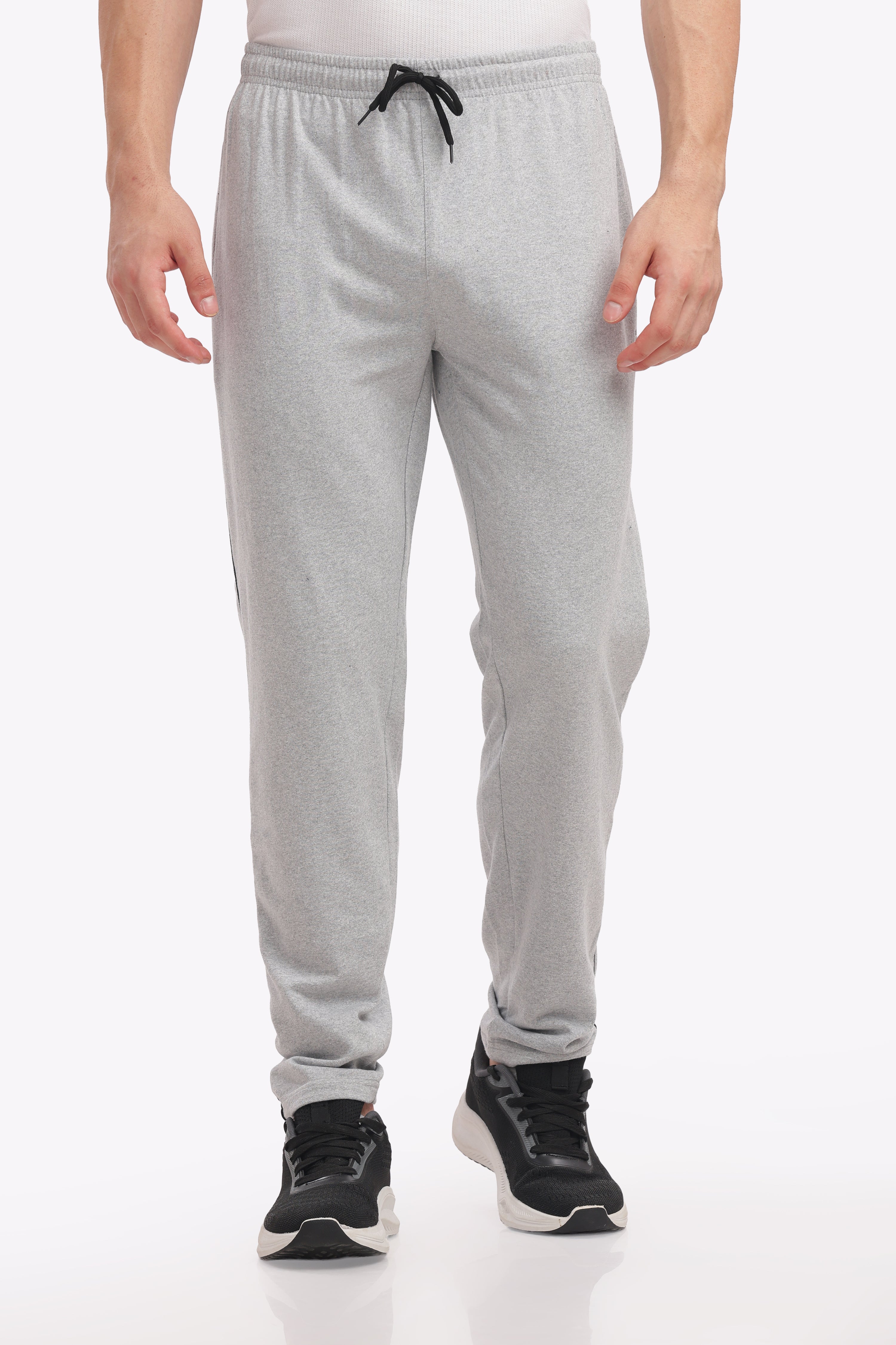 Men’s Plus-Size Cotton Track Pant – White Melange | Soft & Stylish Joggers for Gym, Yoga & Casual Outings