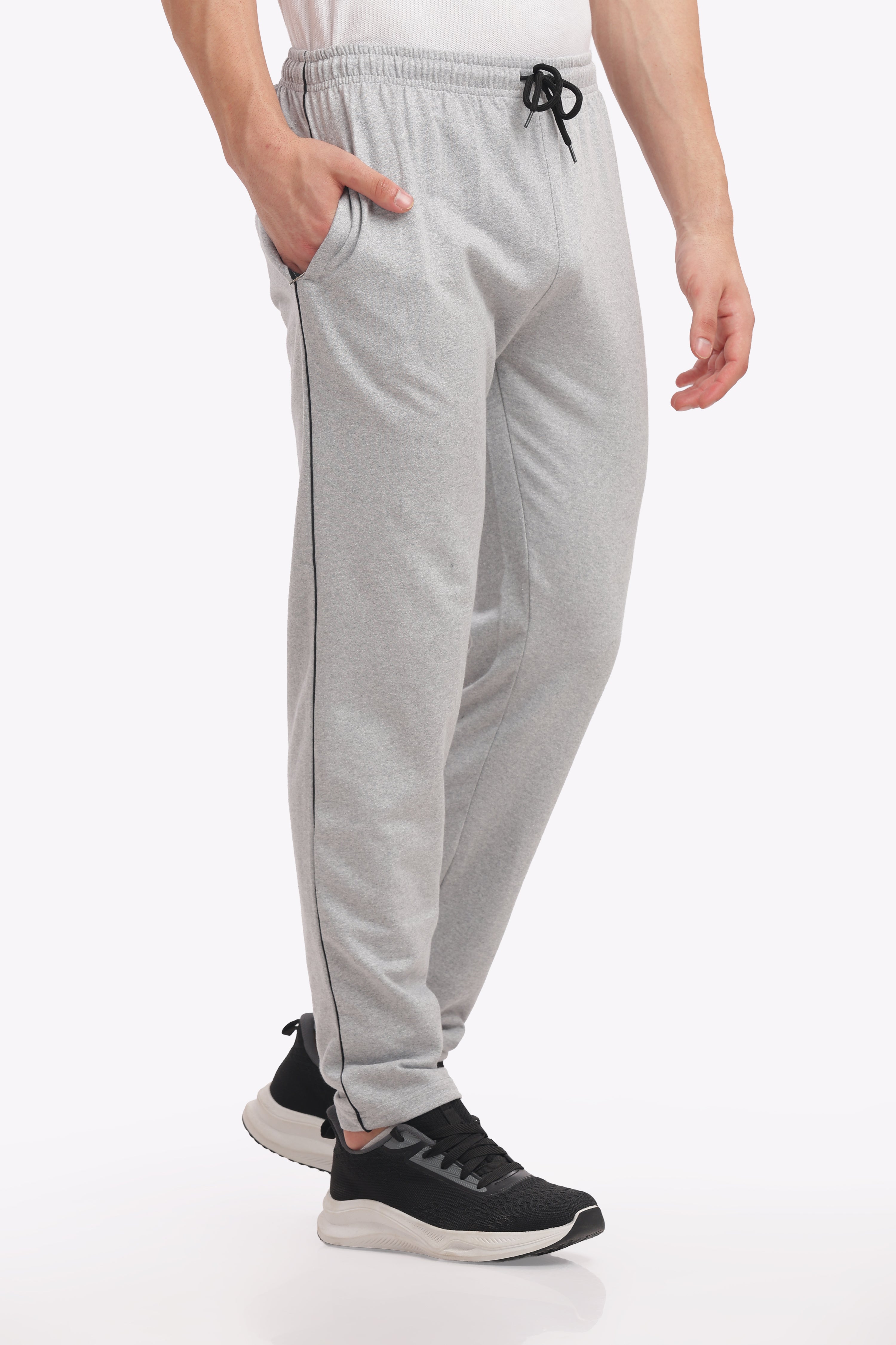 Fitobee Men’s Premium Cotton Track Pants – White Melange (Pack of 1) | Oversized