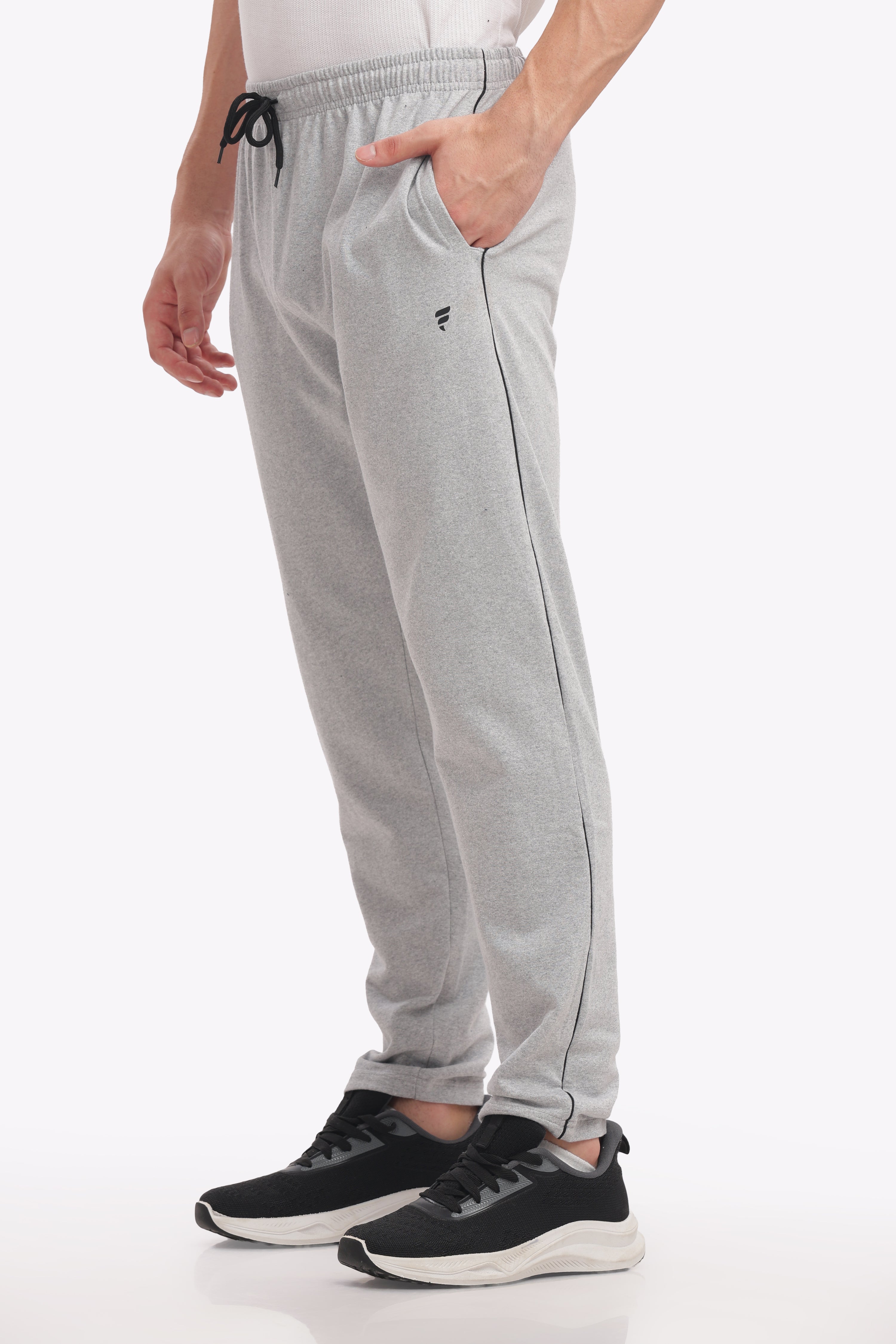 Fitobee Men’s Premium Cotton Track Pants – White Melange (Pack of 1) | Oversized