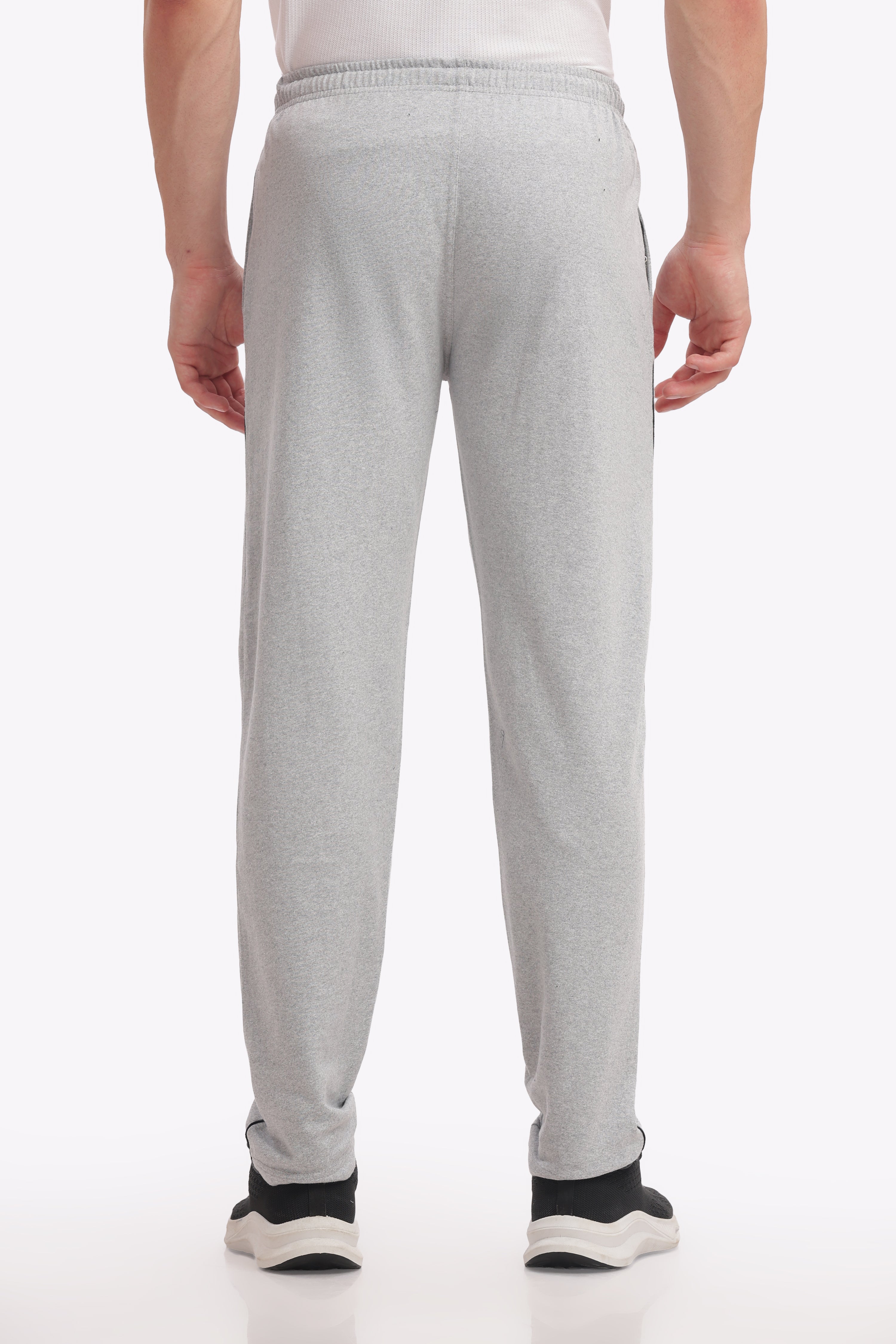 Men’s Plus-Size Cotton Track Pant – White Melange | Soft & Stylish Joggers for Gym, Yoga & Casual Outings