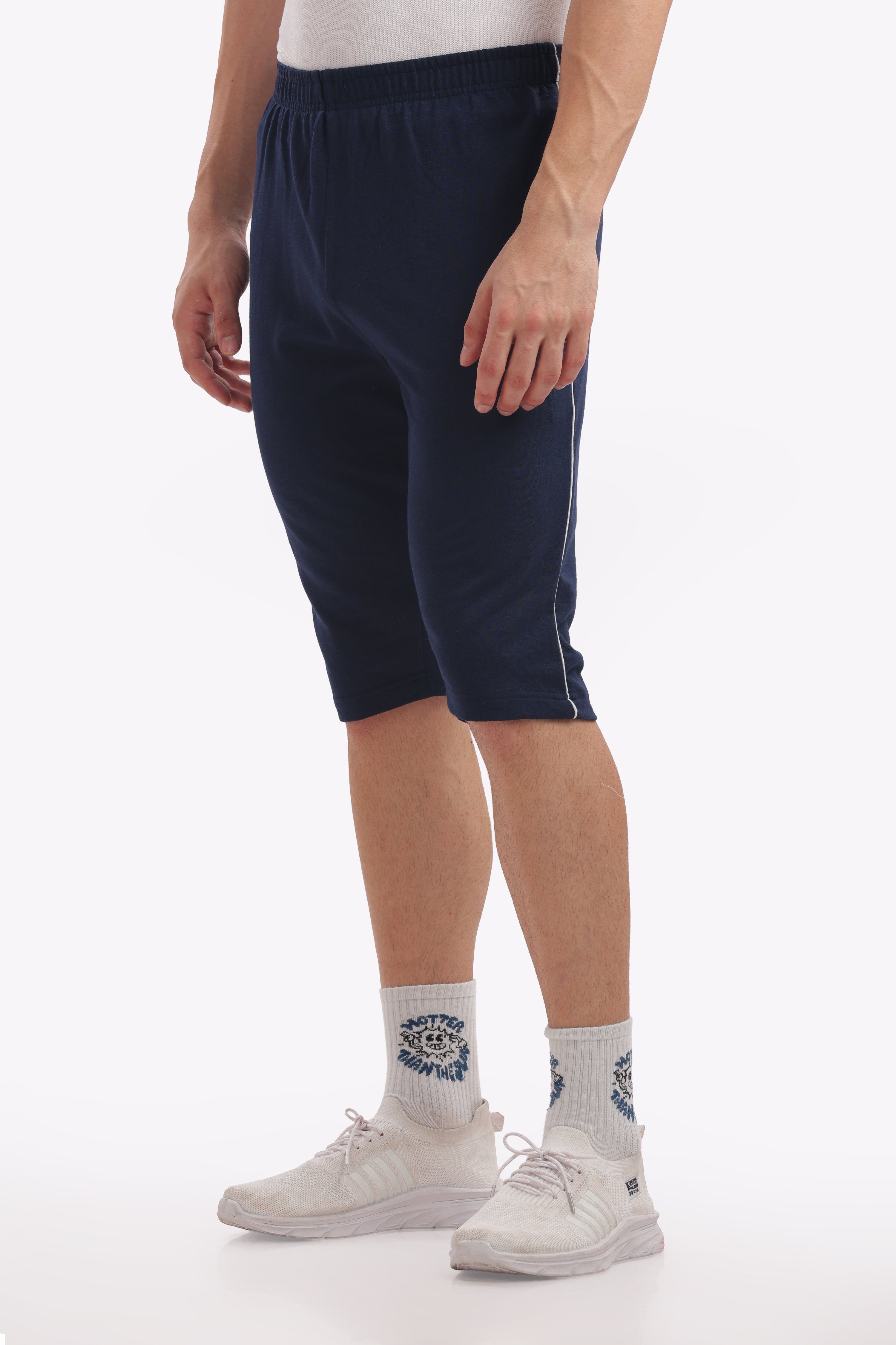 Men’s Cotton 3/4th Shorts – Navy | Casual Knee-Length Shorts