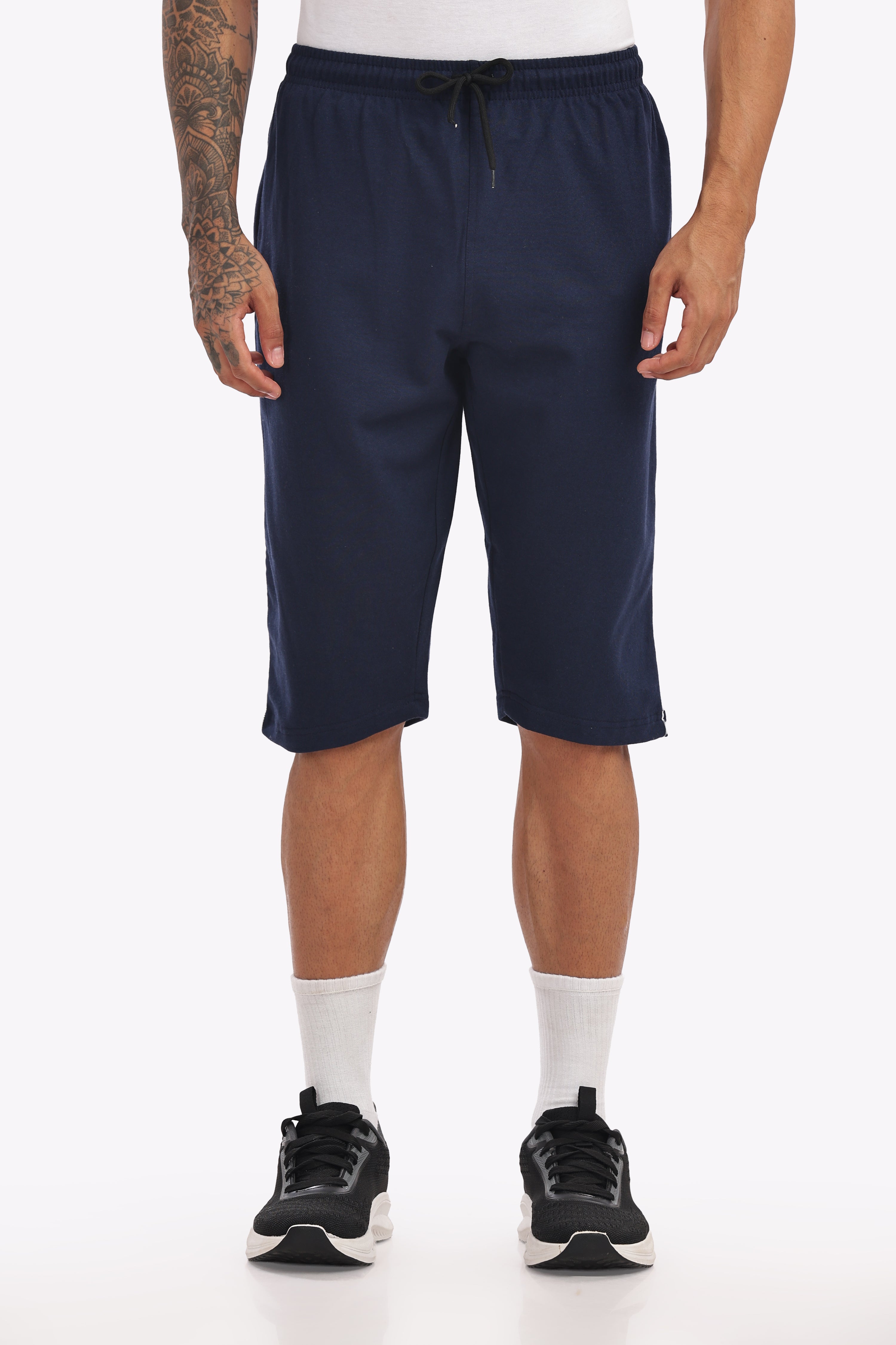 Cotton 3/4 Shorts - Navy Blue