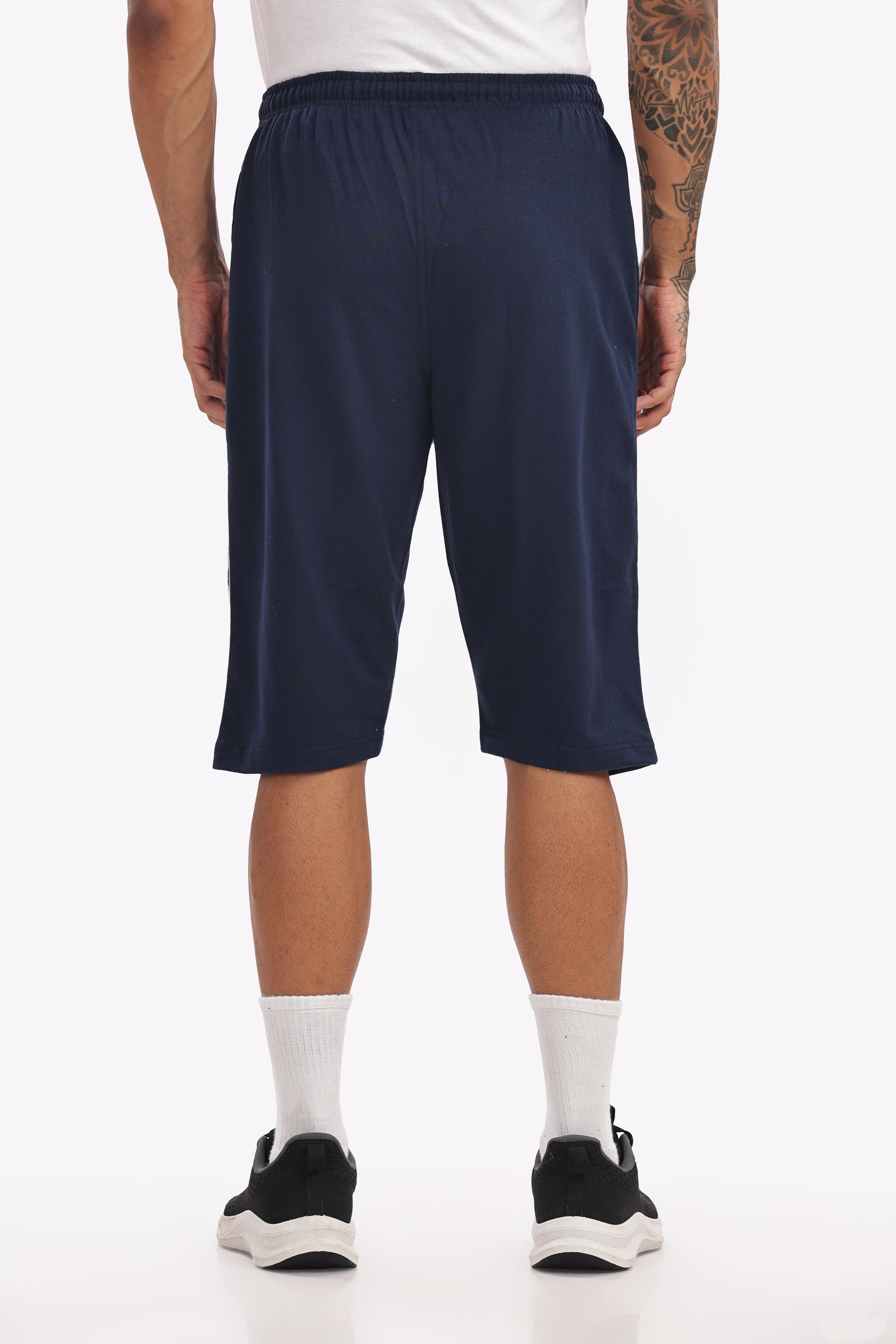 Cotton 3/4 Shorts - Navy Blue