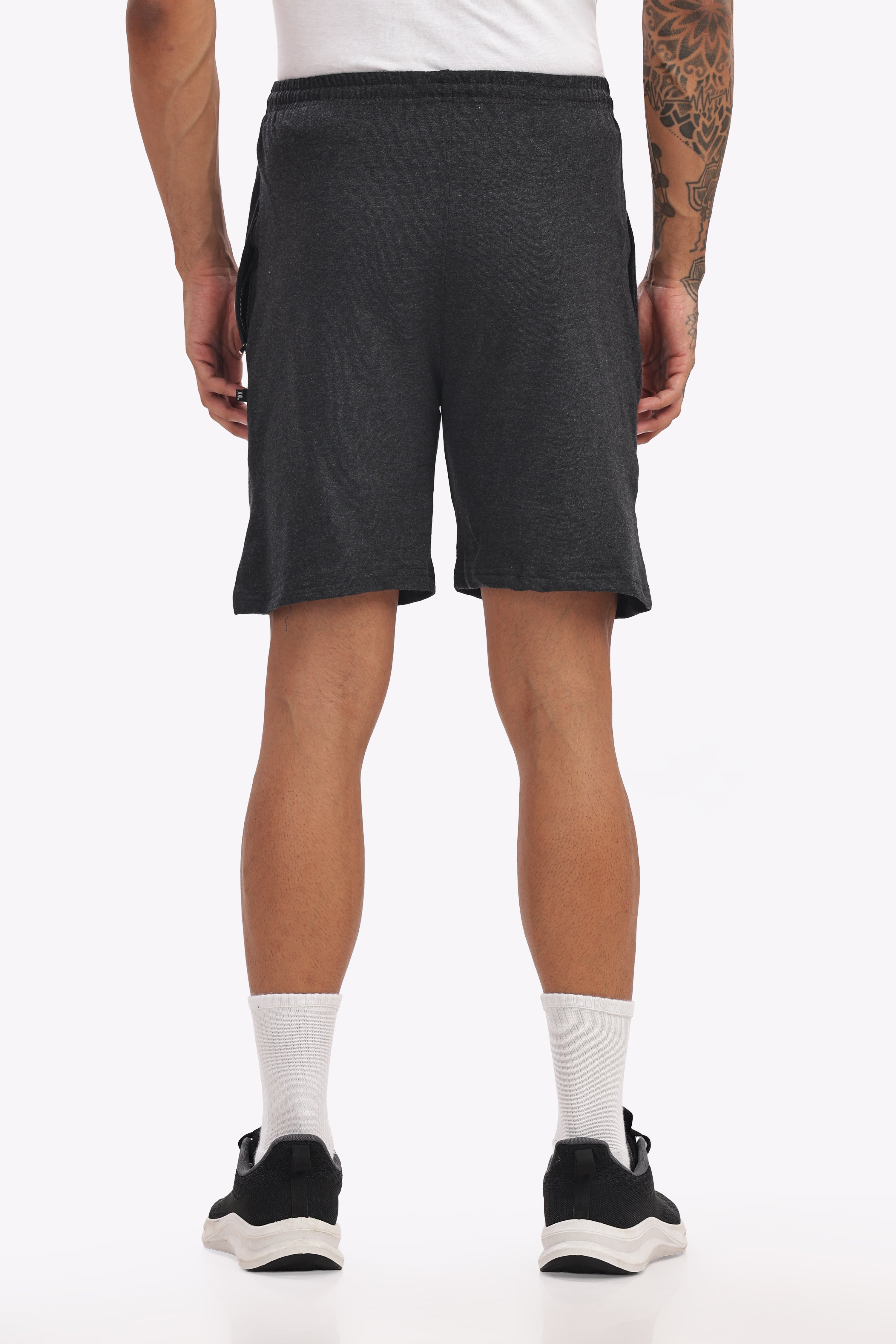 Men’s Premium Black Melange Cotton Shorts – Textured Finish, Cool & Comfortable Fit