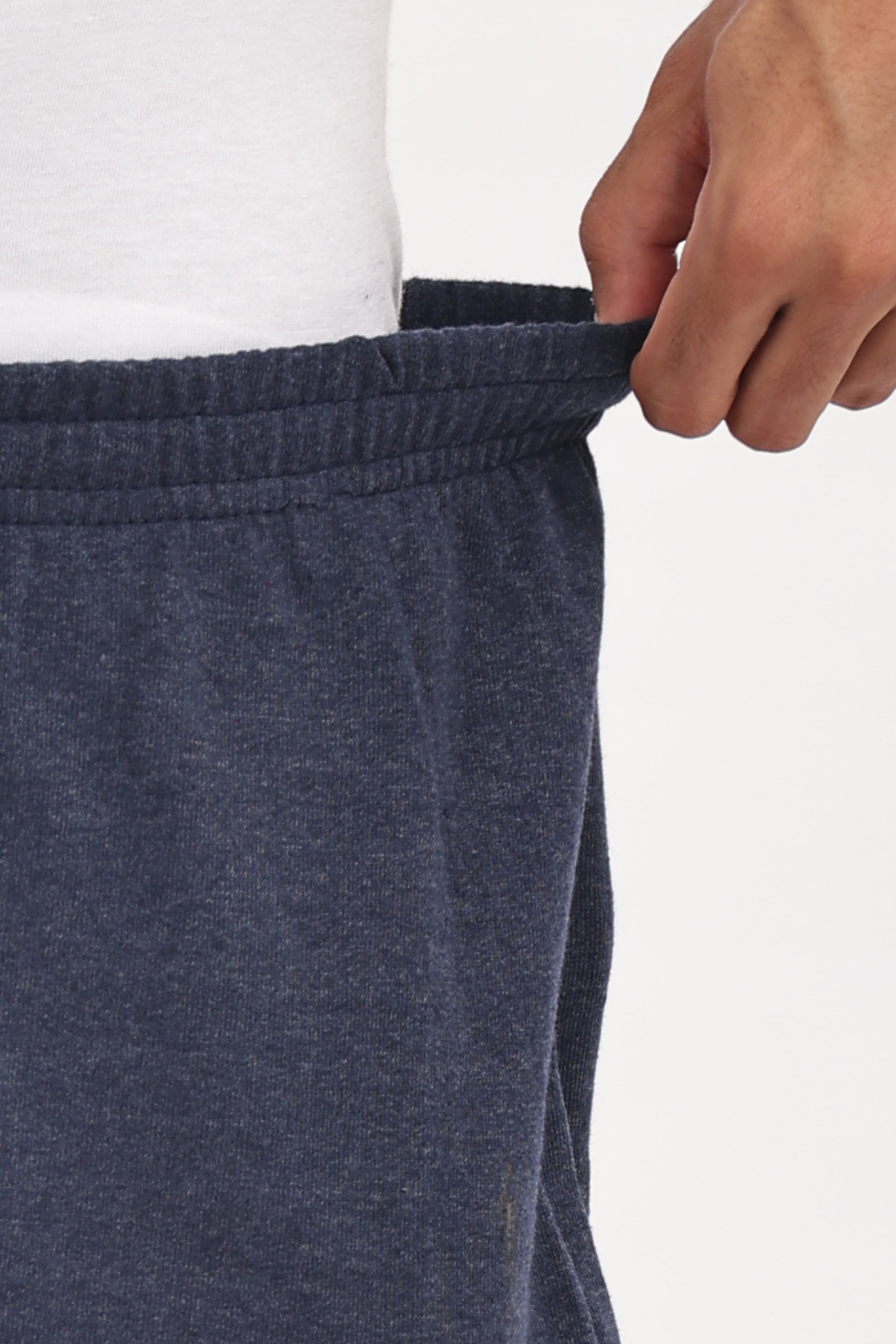 Men’s Premium Navy Melange Cotton Shorts – Textured Fabric, Soft & Lightweight
