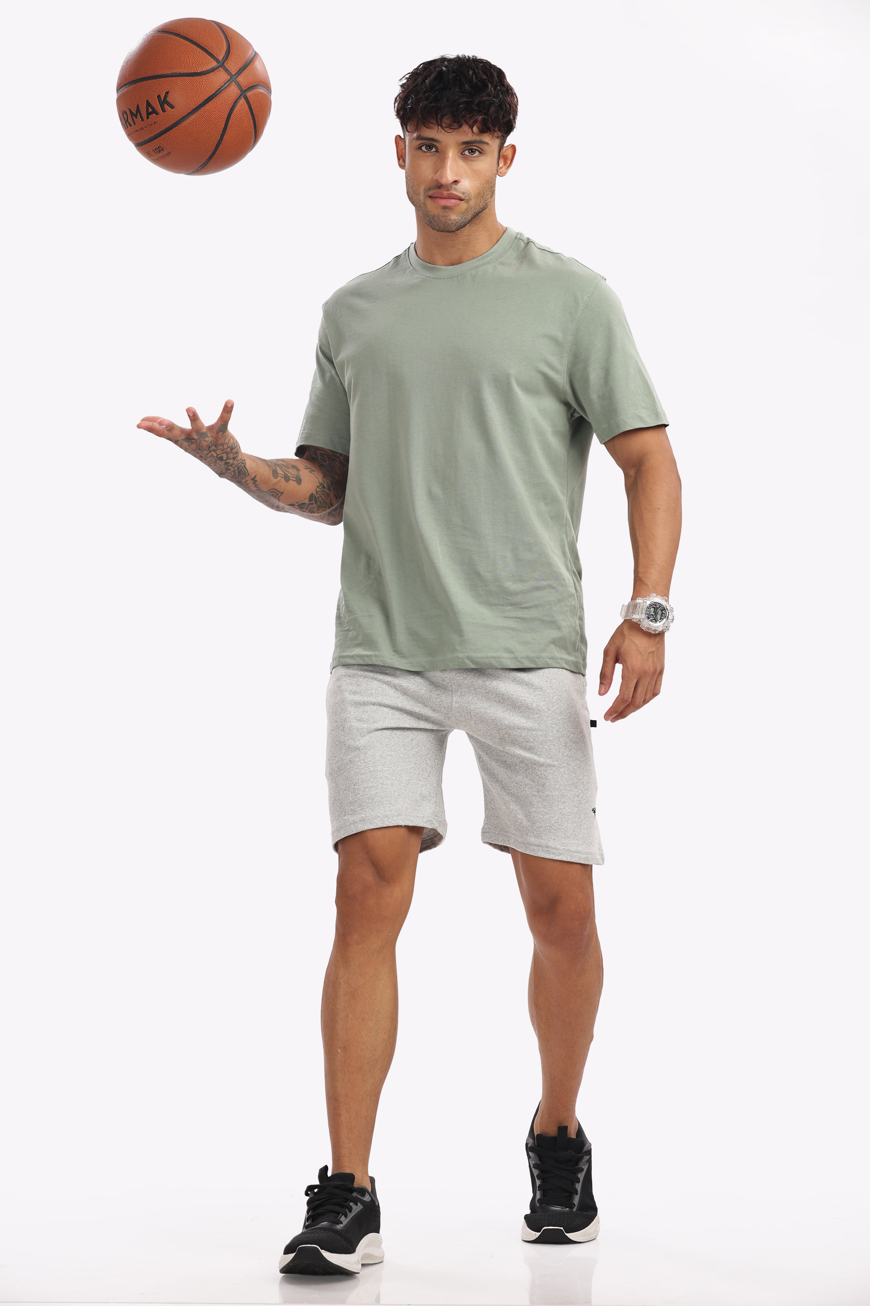 Men’s Premium White Melange Cotton Shorts – Soft, Breathable & Modern Fit