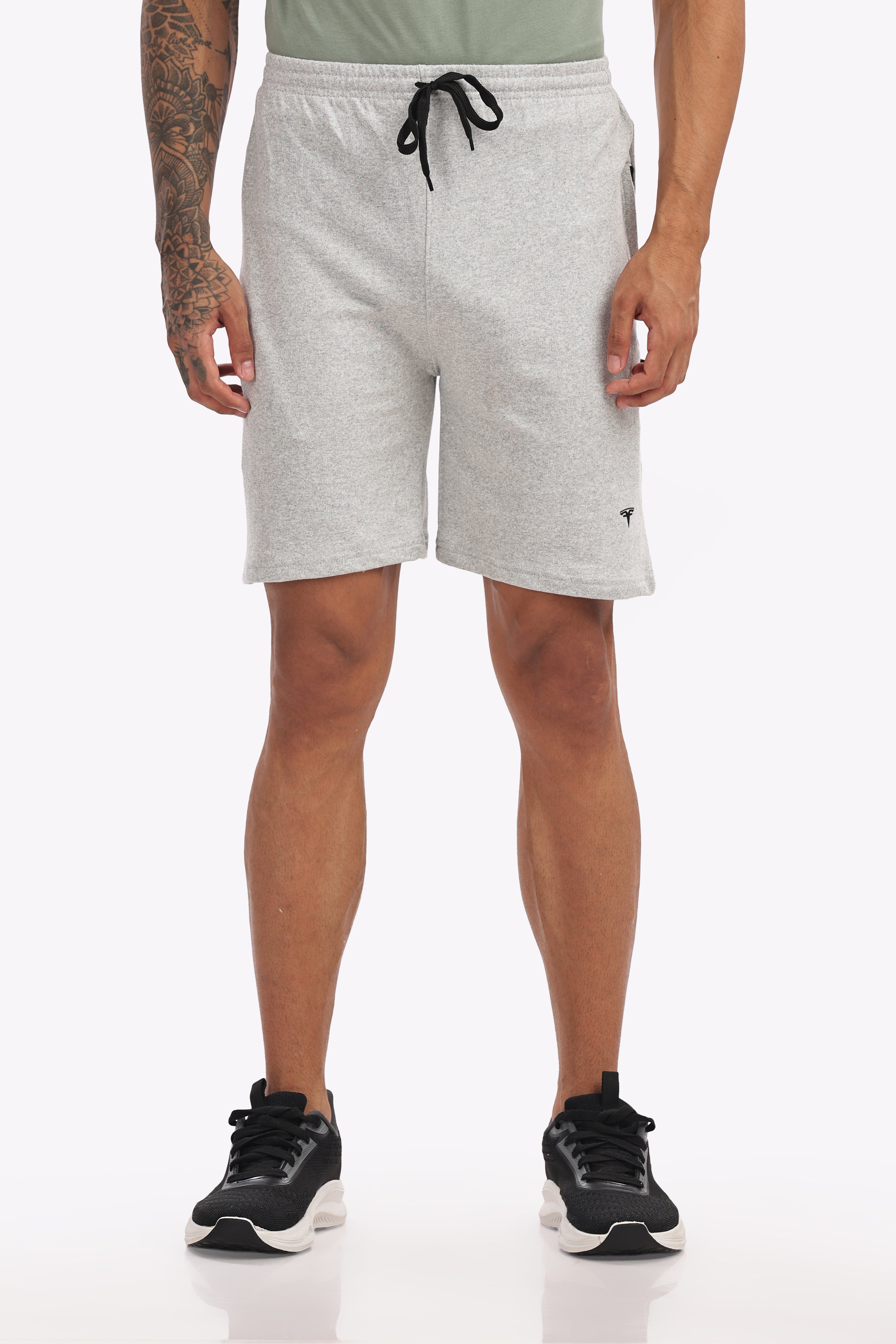 Men’s Premium White Melange Cotton Shorts – Soft, Breathable & Modern Fit