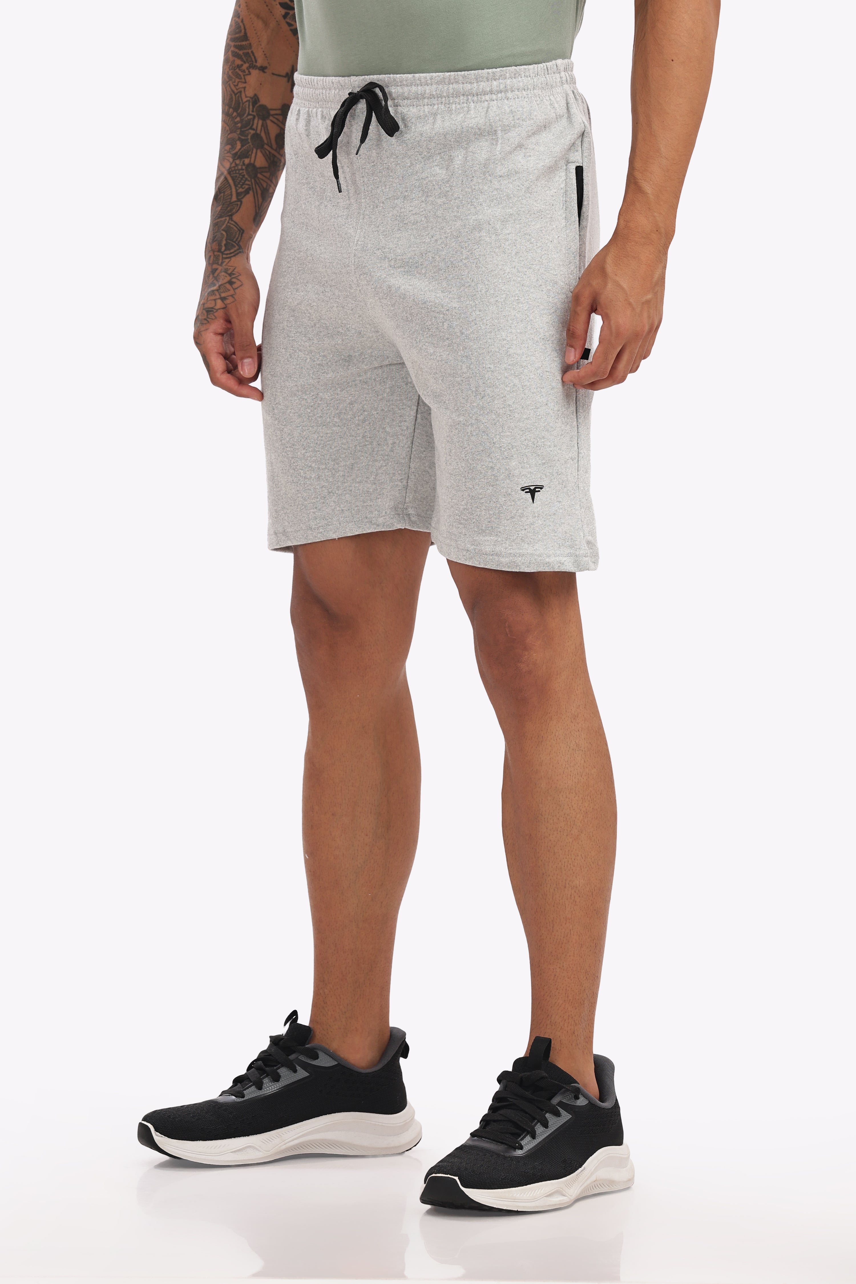 Men’s Premium White Melange Cotton Shorts – Soft, Breathable & Modern Fit