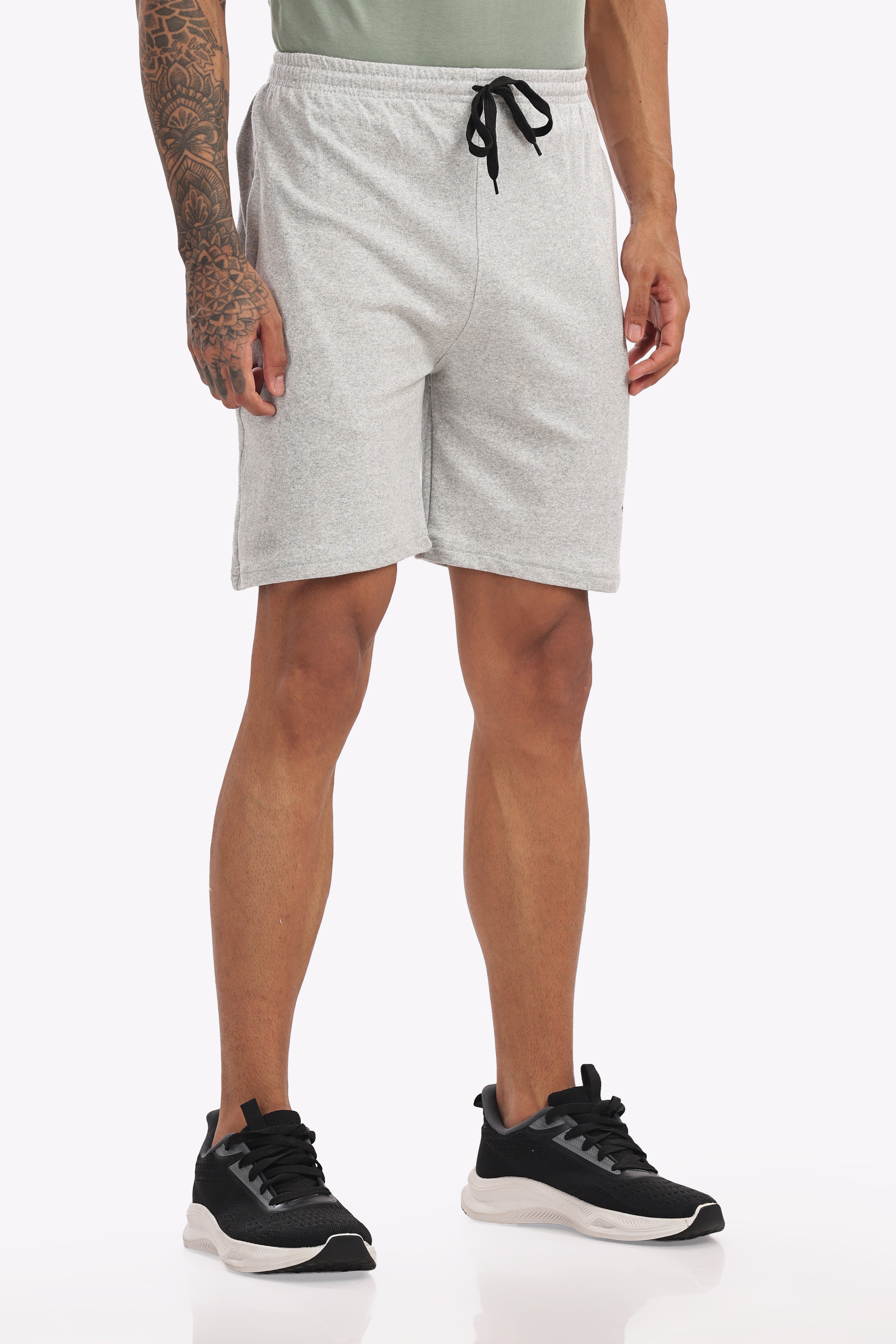 Men’s Premium White Melange Cotton Shorts – Soft, Breathable & Modern Fit