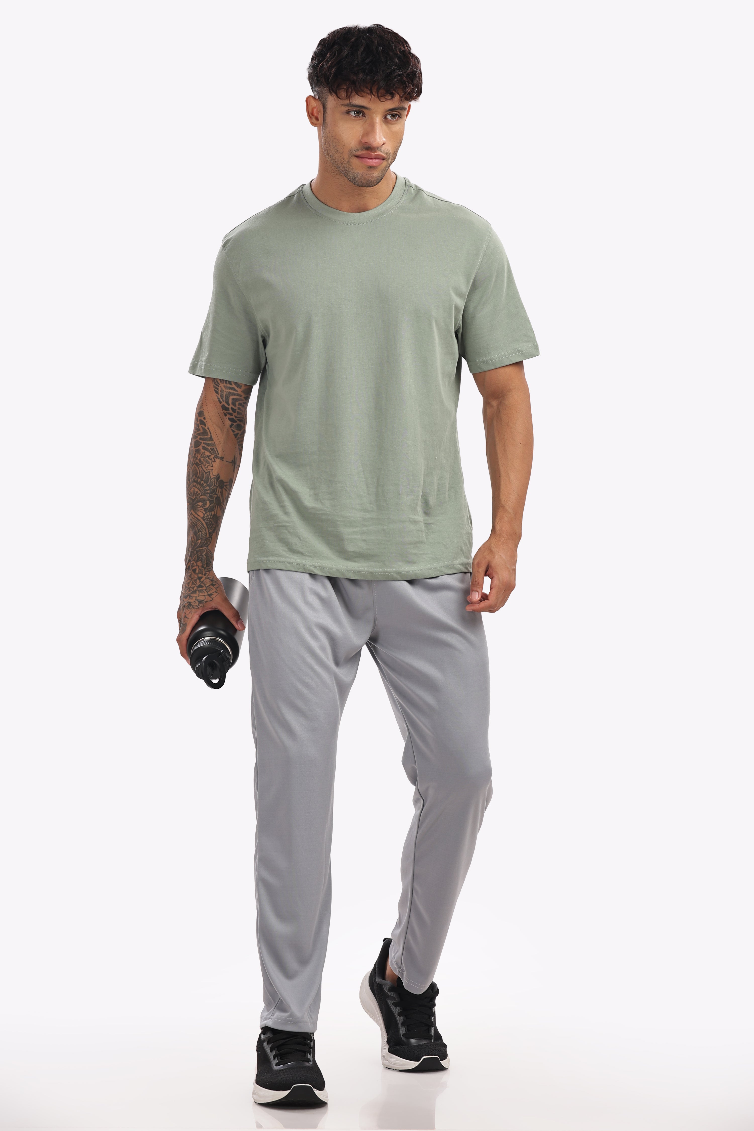 Men’s Cotton Track Pants – White Melange | Premium 200 GSM Cotton
