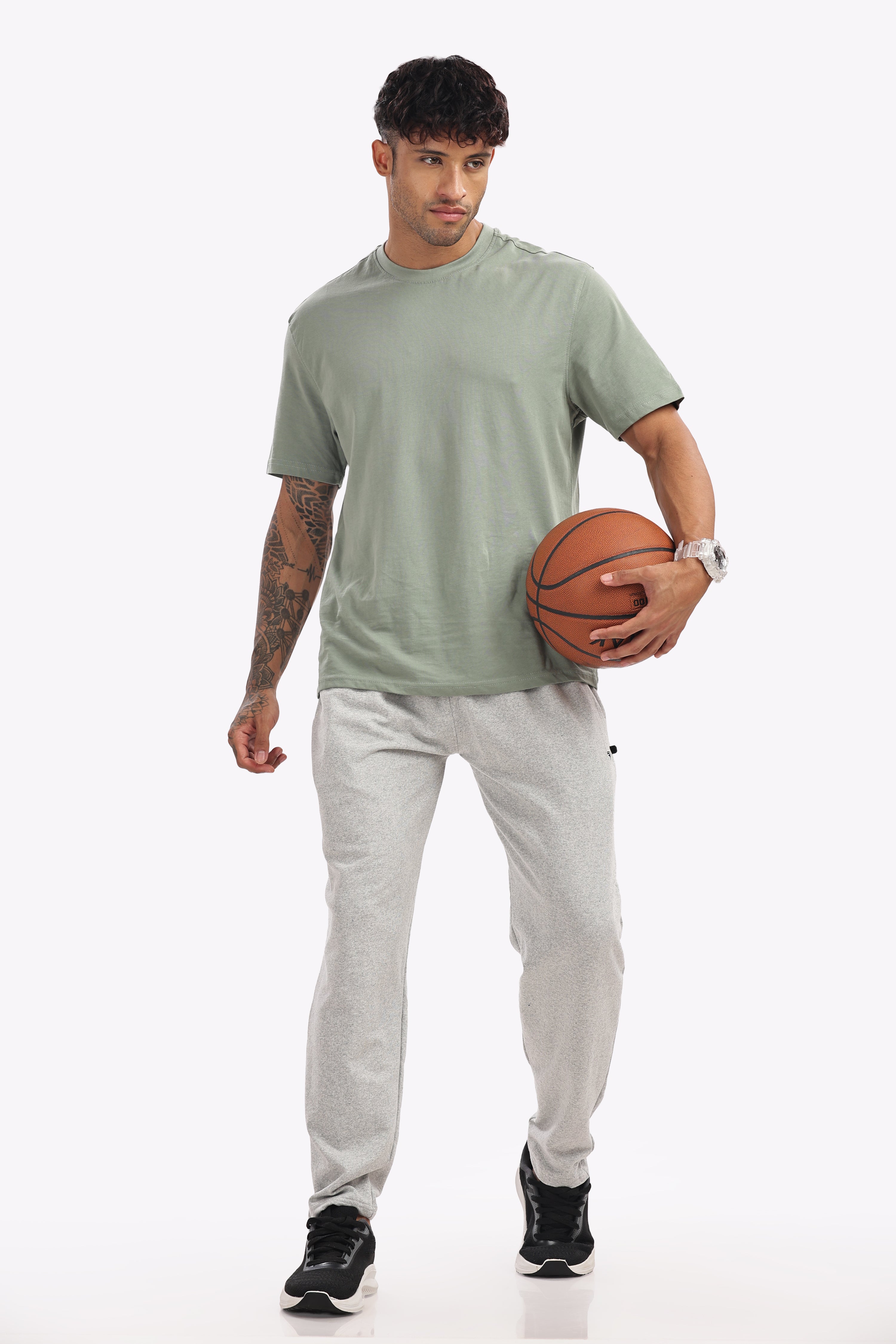 Men’s Cotton Track Pant – White Melange | Stylish Joggers for Gym, Travel & Everyday Use
