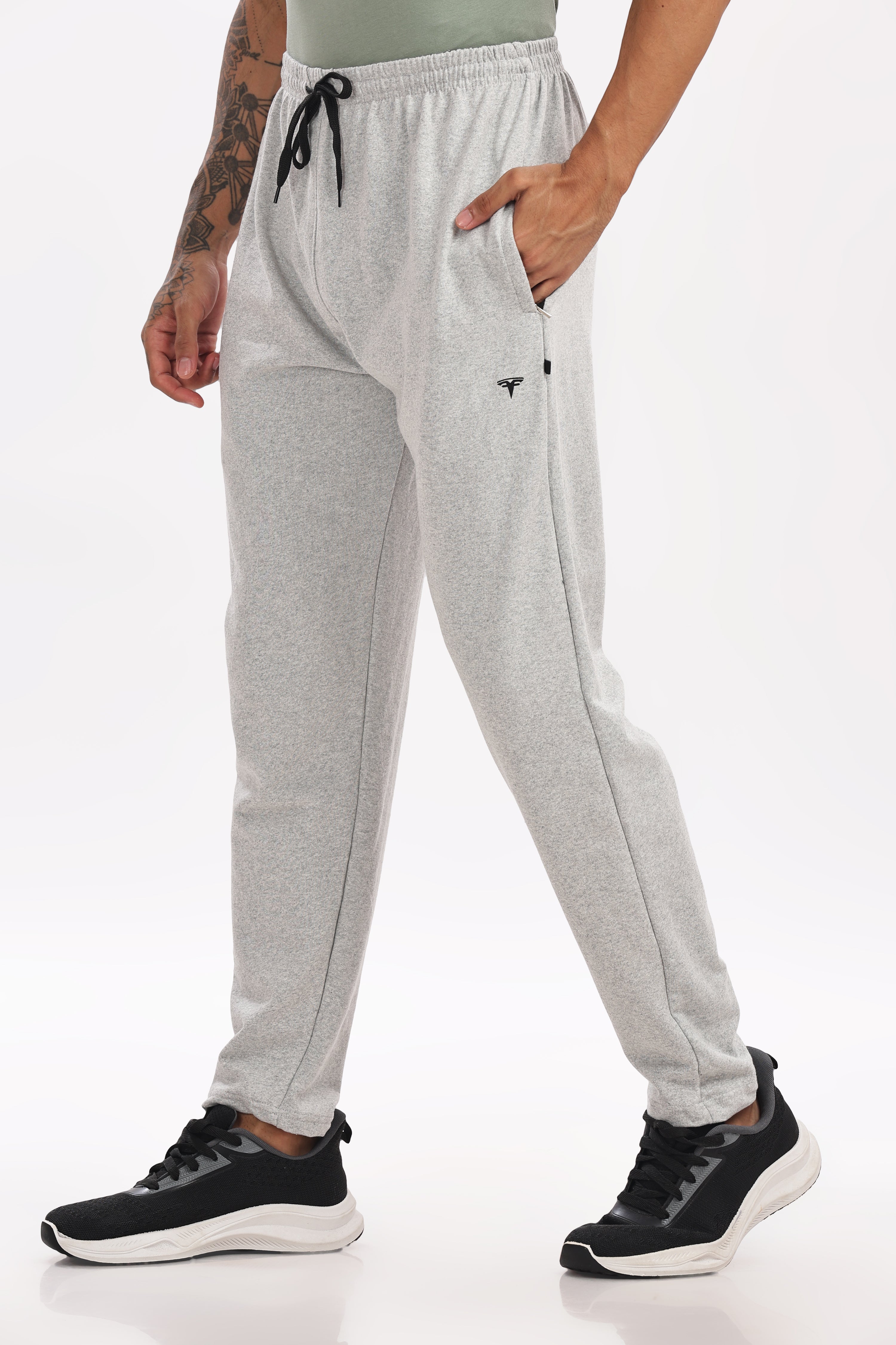 Men’s Cotton Track Pant – White Melange | Stylish Joggers for Gym, Travel & Everyday Use