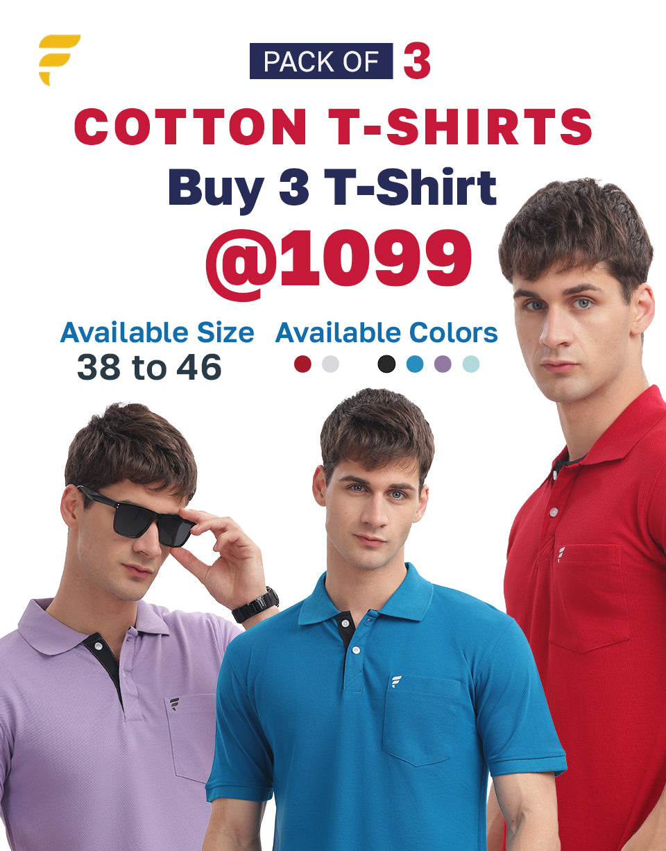 Combo Pack of 3 Men’s Cotton Collared T-Shirts | Premium Soft Polo | Breathable Everyday Wear