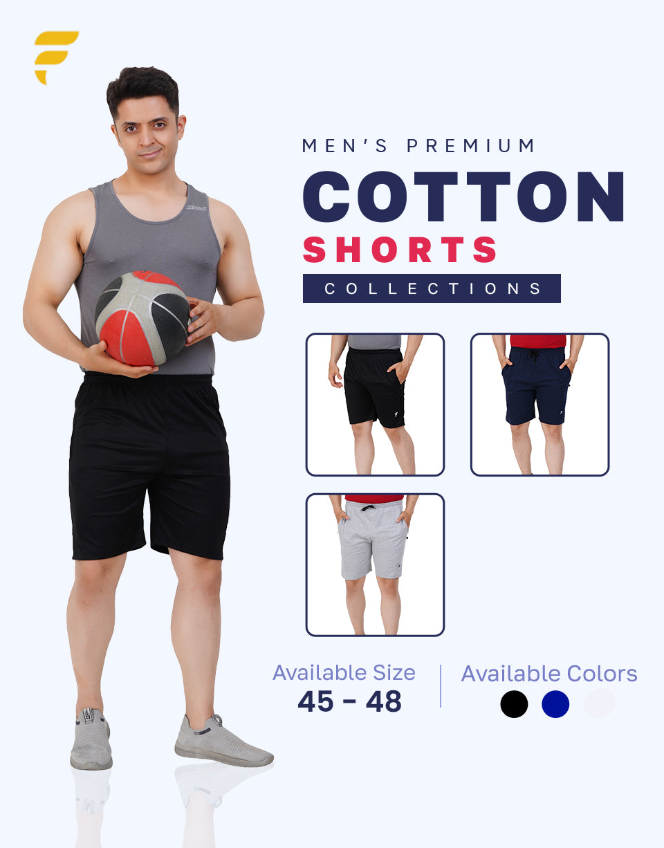 Men’s Cotton Shorts – Black | Plus Size