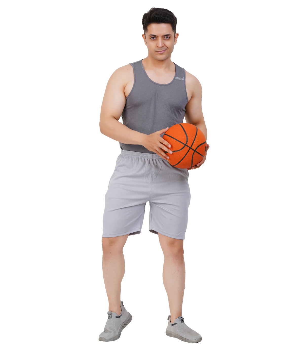 Men’s Cotton Shorts – Plus Size White Melange