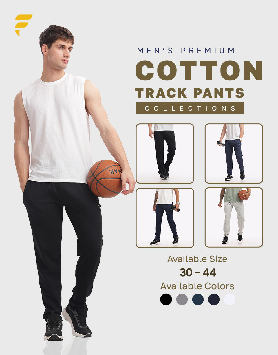 Men’s Cotton Track Pants – Black Melange | 200 GSM Breathable Cotton | Casual